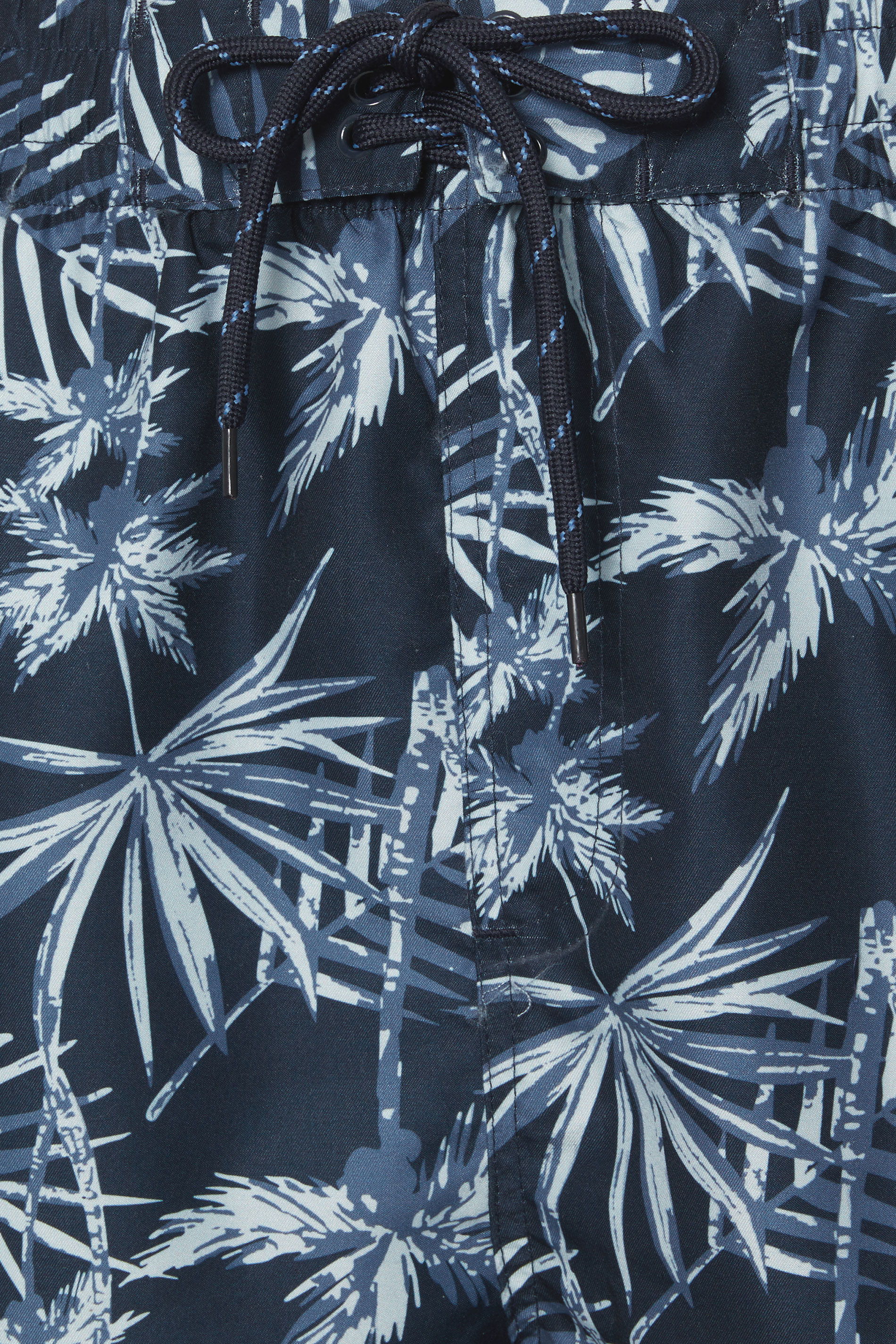 D555 Navy Blue Hawaiian Palm Print Swim Shorts | BadRhino 3