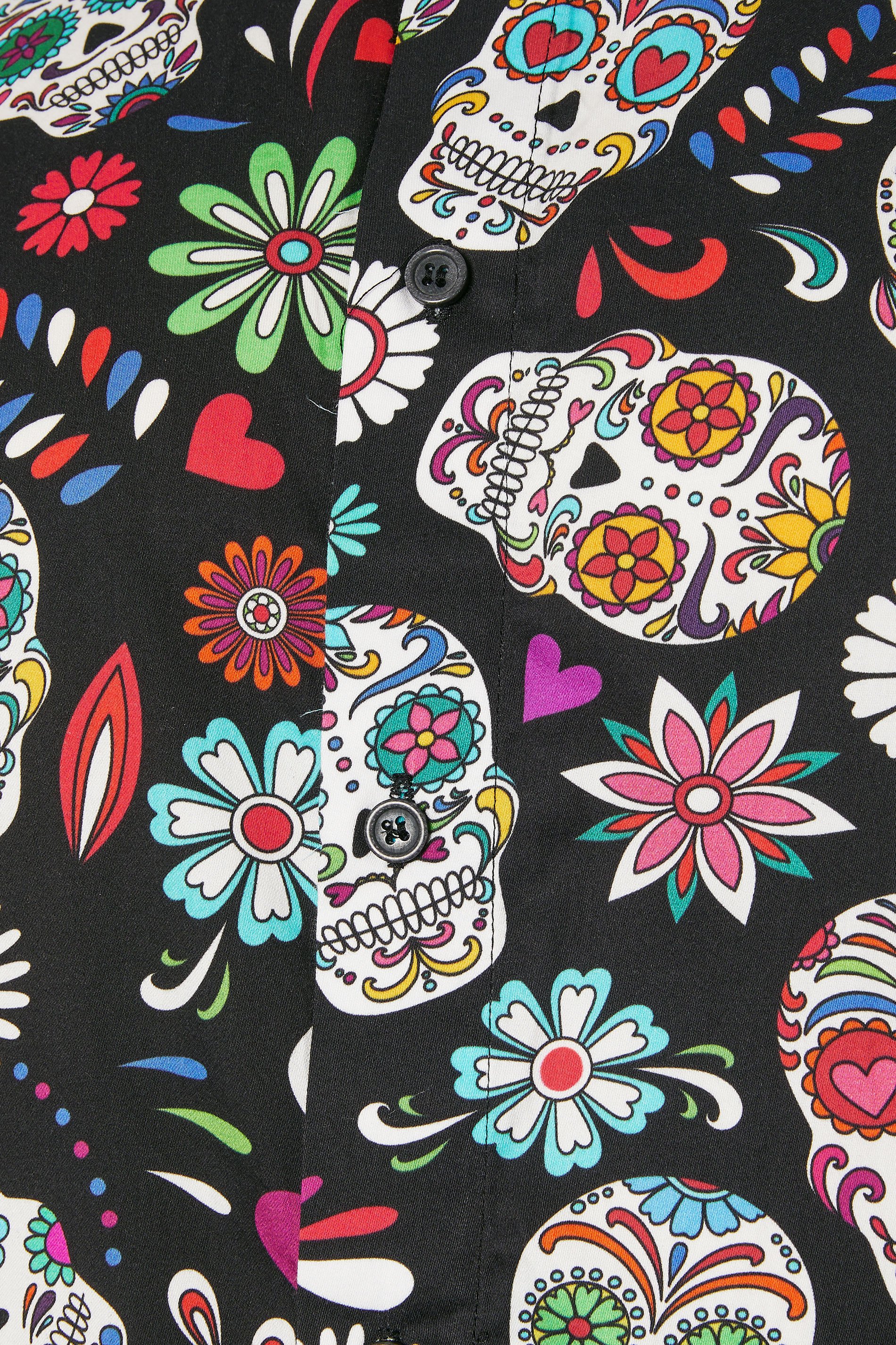 KAM Big & Tall Black Skull Print Shirt | BadRhino 3