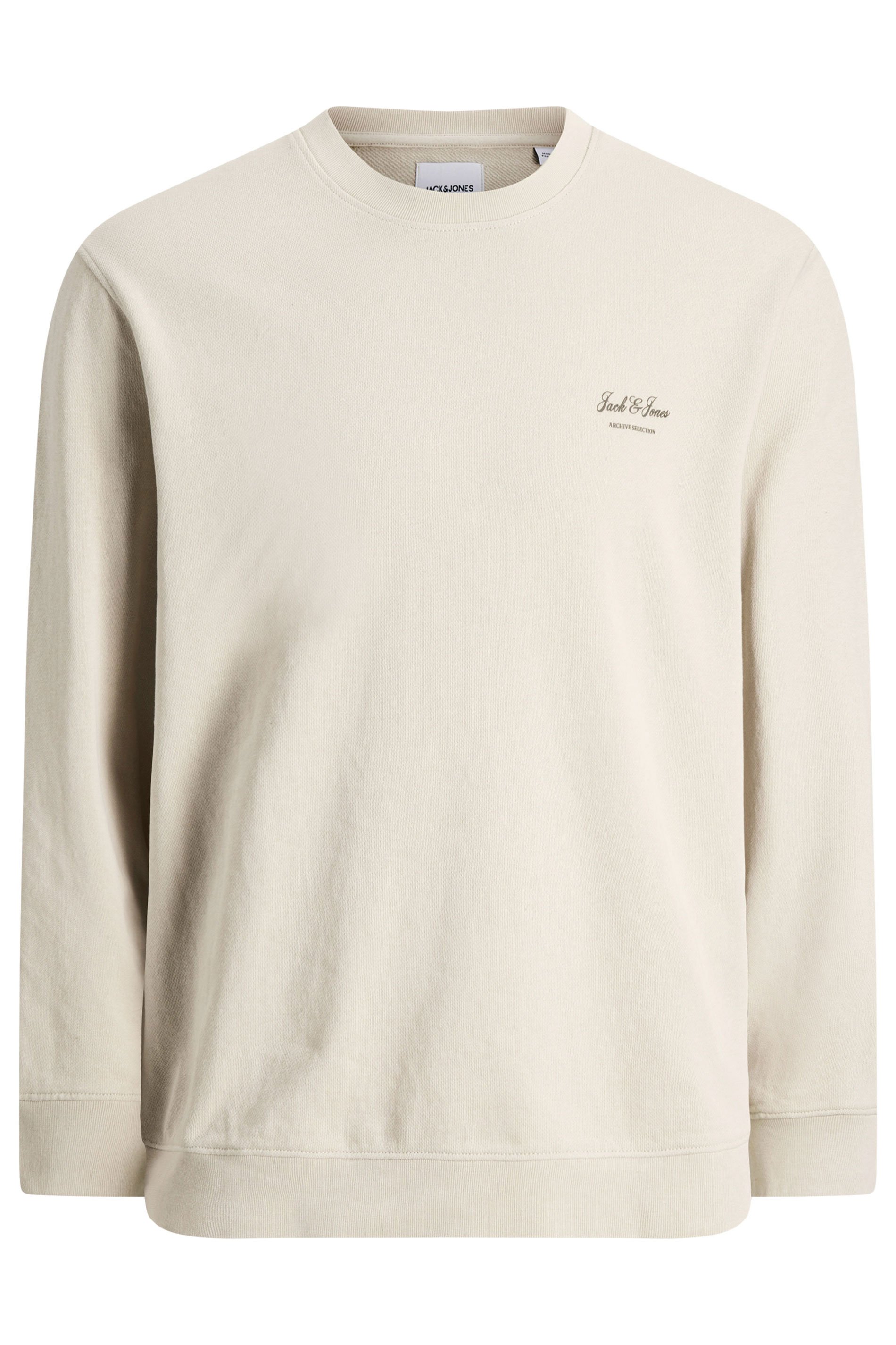 JACK & JONES Big & Tall Moonbeam White Printed Crew Neck Sweatshirt | BadRhino 1