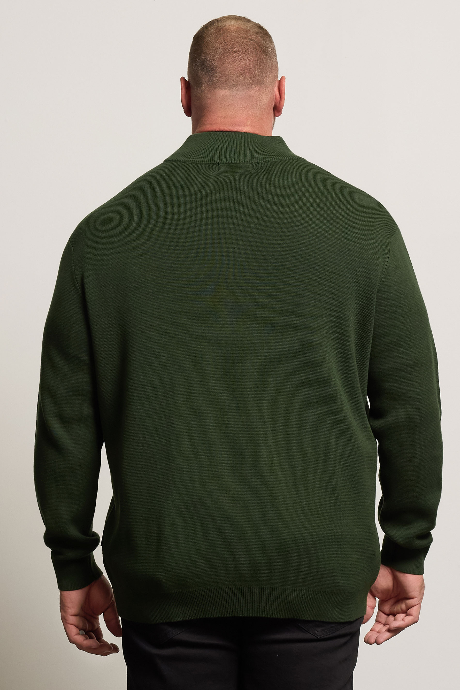BadRhino Big & Tall Dark Green Milano Quarter Zip Jumper | BadRhino 3