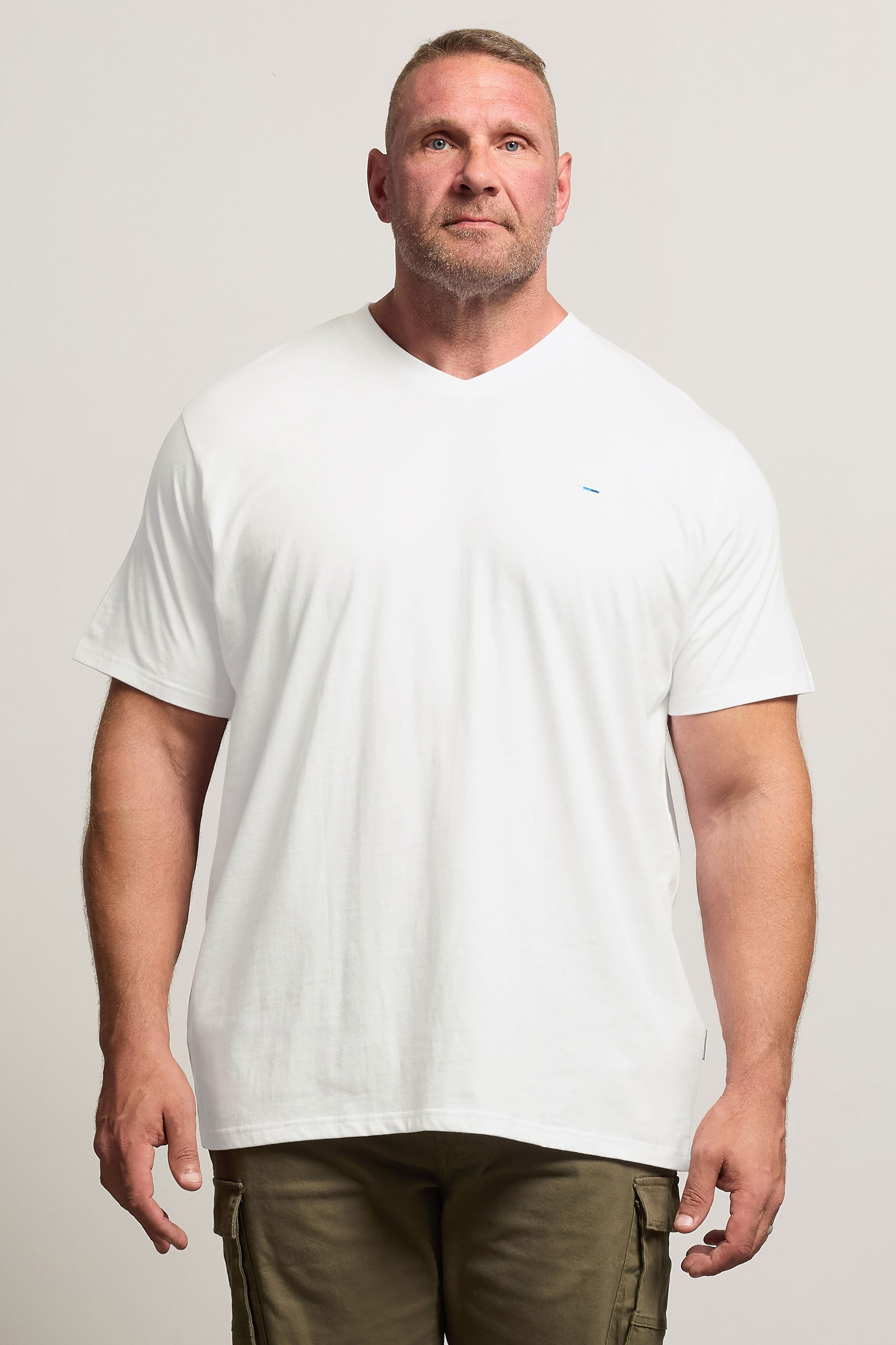 BadRhino Big & Tall White V-Neck T-Shirt | BadRhino  1