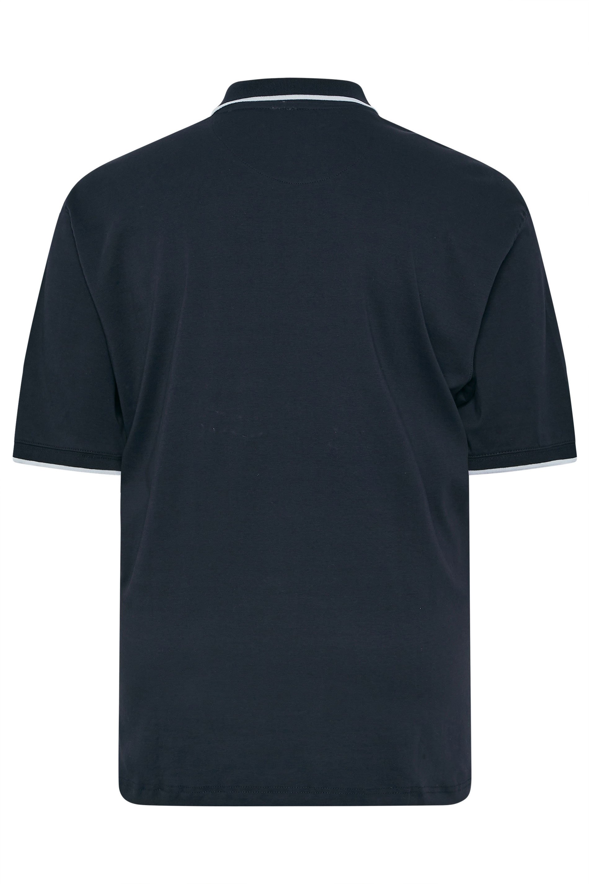 KAM Navy Blue Geometric Print Short Sleeve Polo Shirt | BadRhino 5