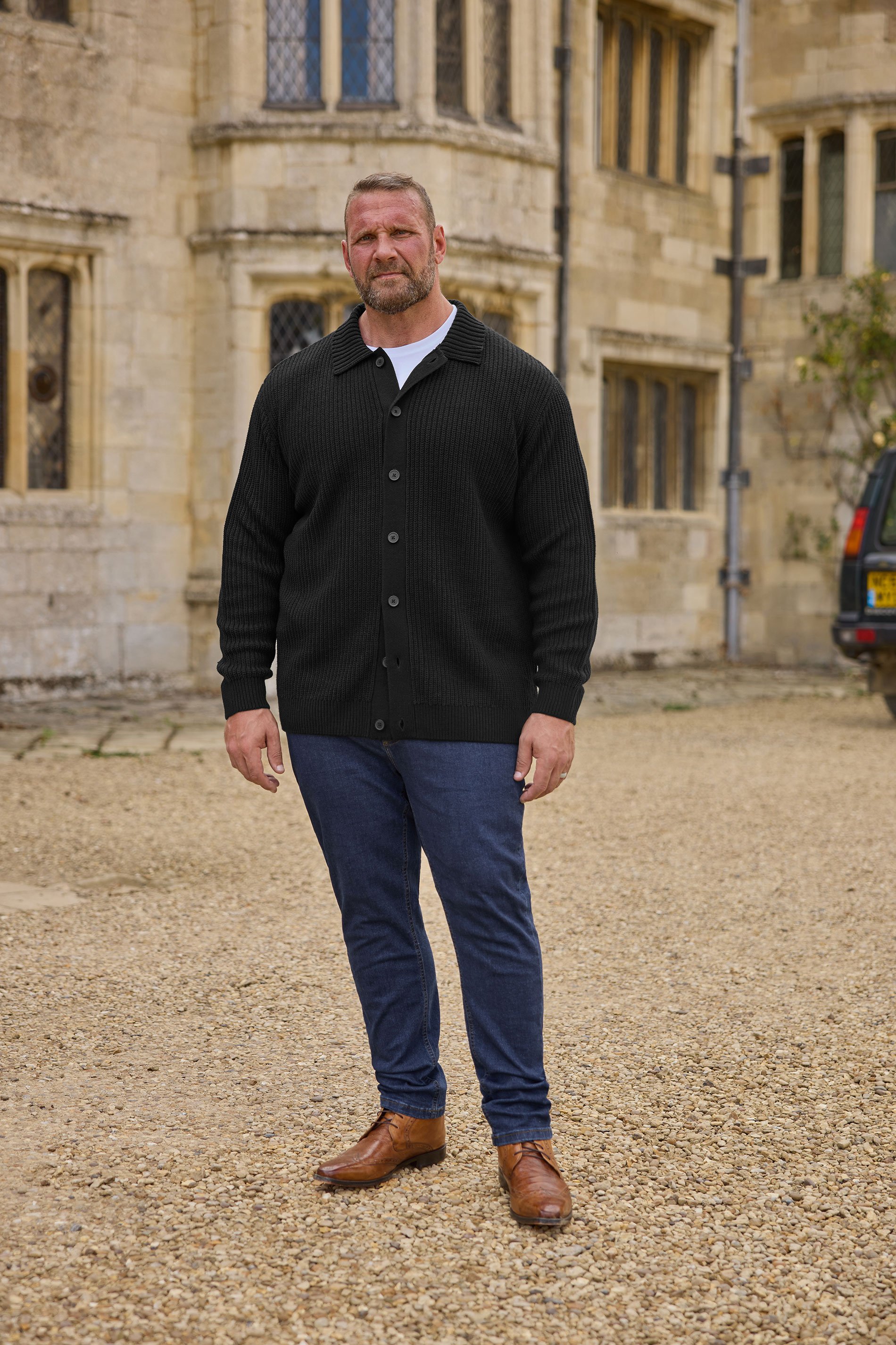 BadRhino Big & Tall Black Long Sleeve Knitted Shirt | BadRhino 1