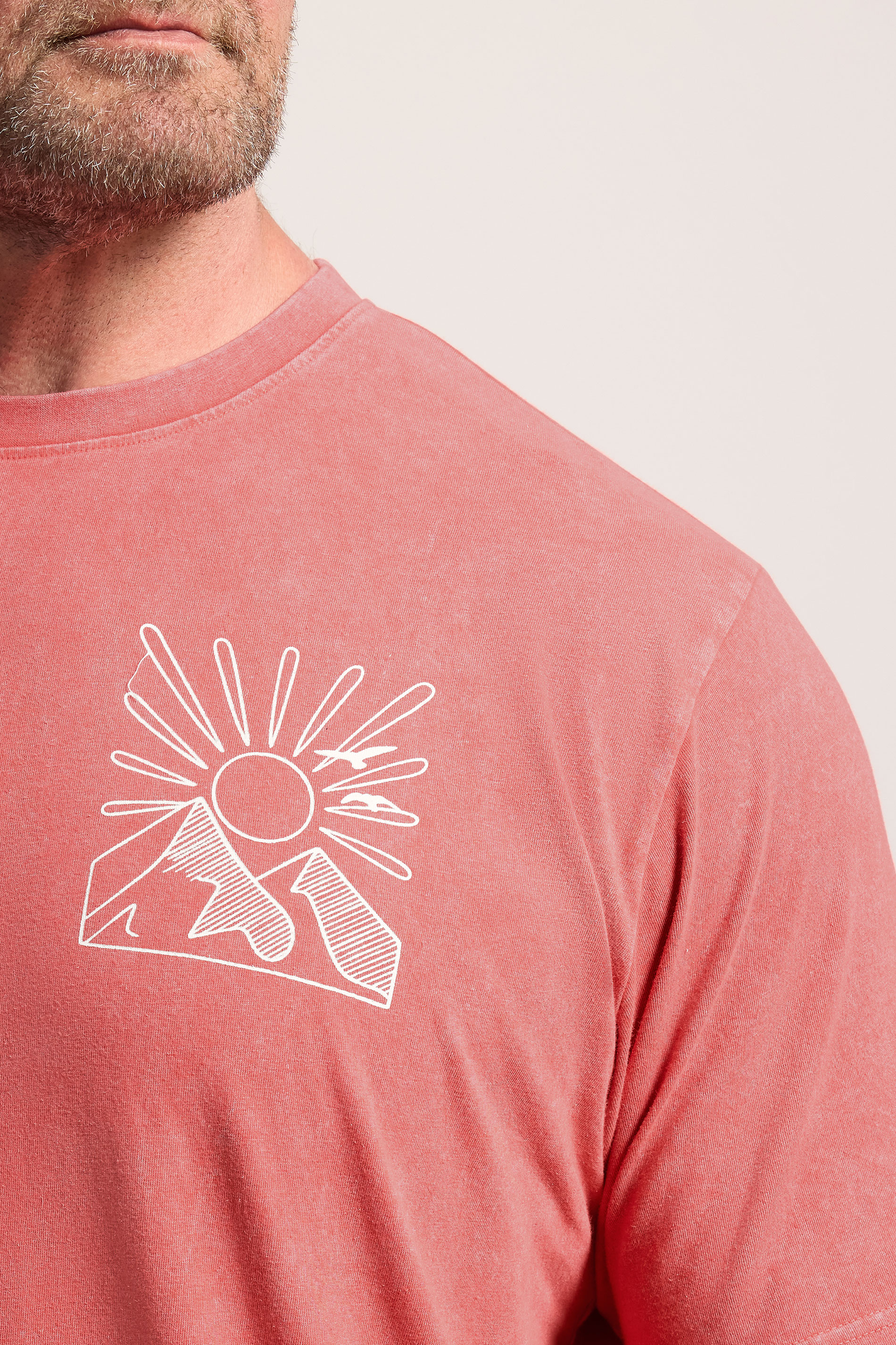 BadRhino Red Extra Long Acid Wash Sunset Print Tee | BadRhino 5