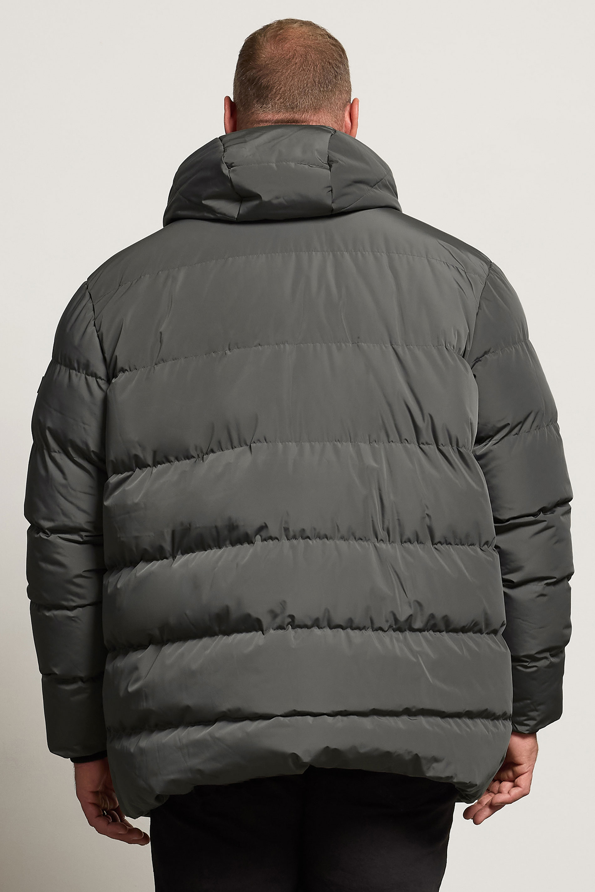 BadRhino Big & Tall Charcoal Grey Hooded Puffer Jacket 3