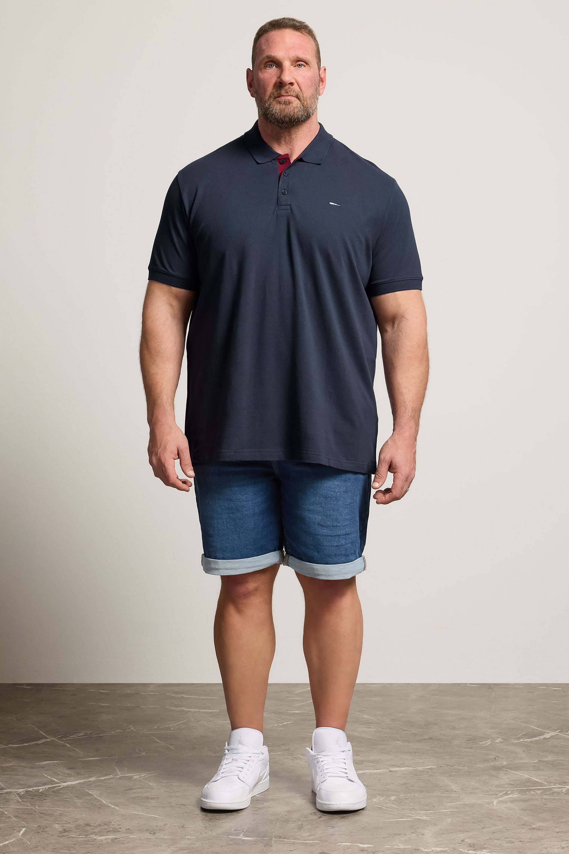 BadRhino Big & Tall Navy Blue & Red Contrast Polo Shirt | BadRhino 1