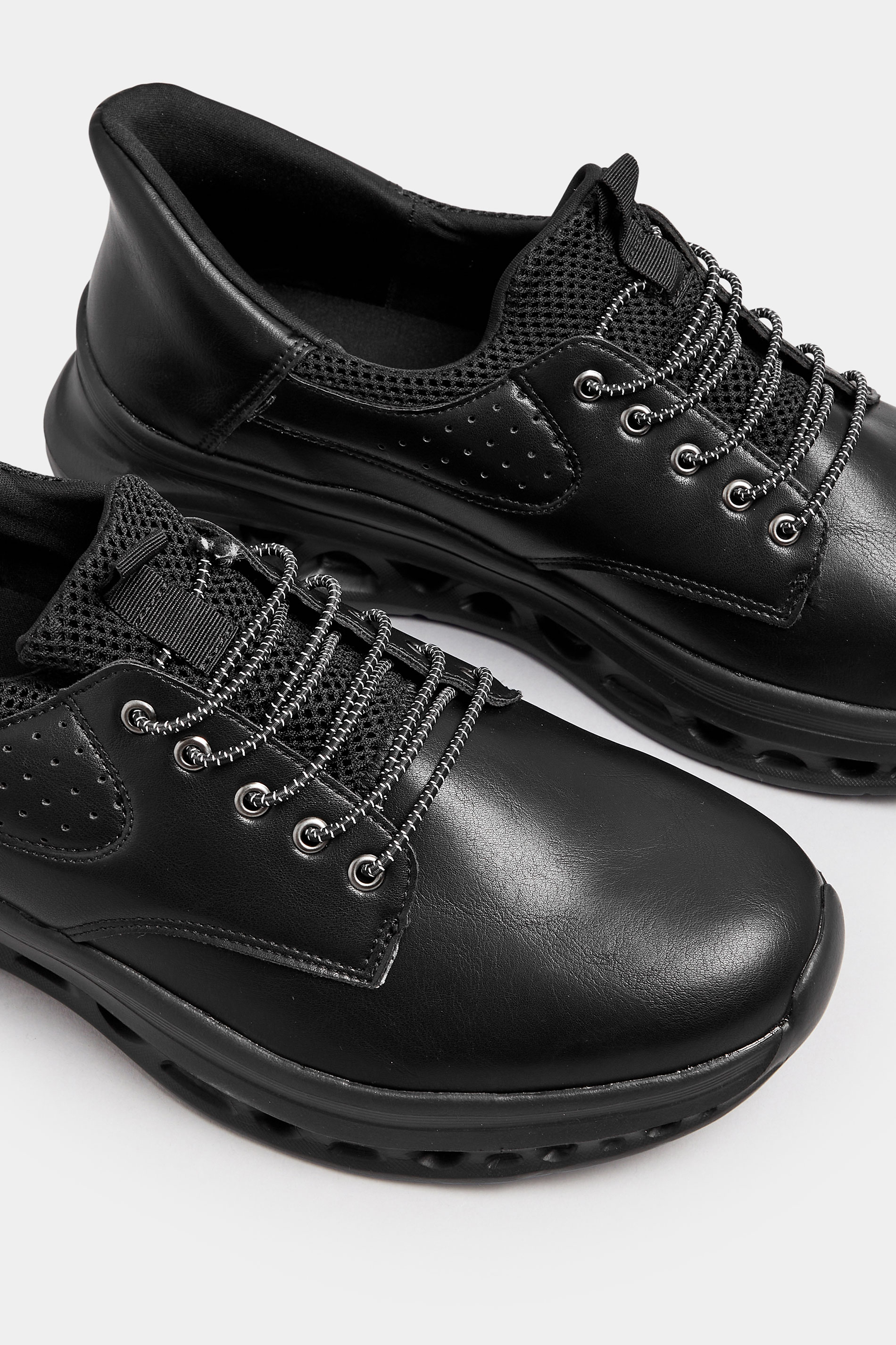 D555 Black Hands Free Shoes With Faux Suede Top & Laces | BadRhino 5