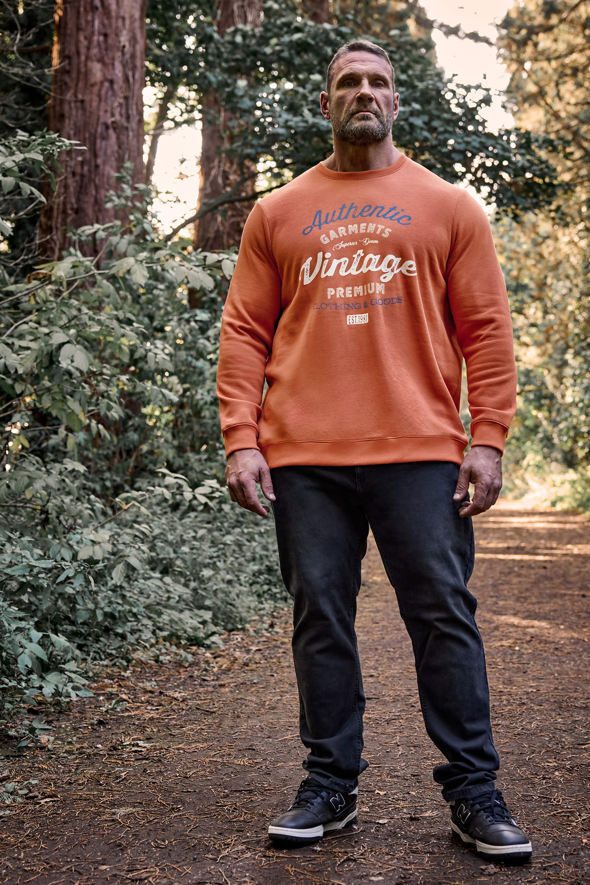 BadRhino Big & Tall Rust Orange 'Authentic Vintage' Graphic Sweatshirt | BadRhino 1