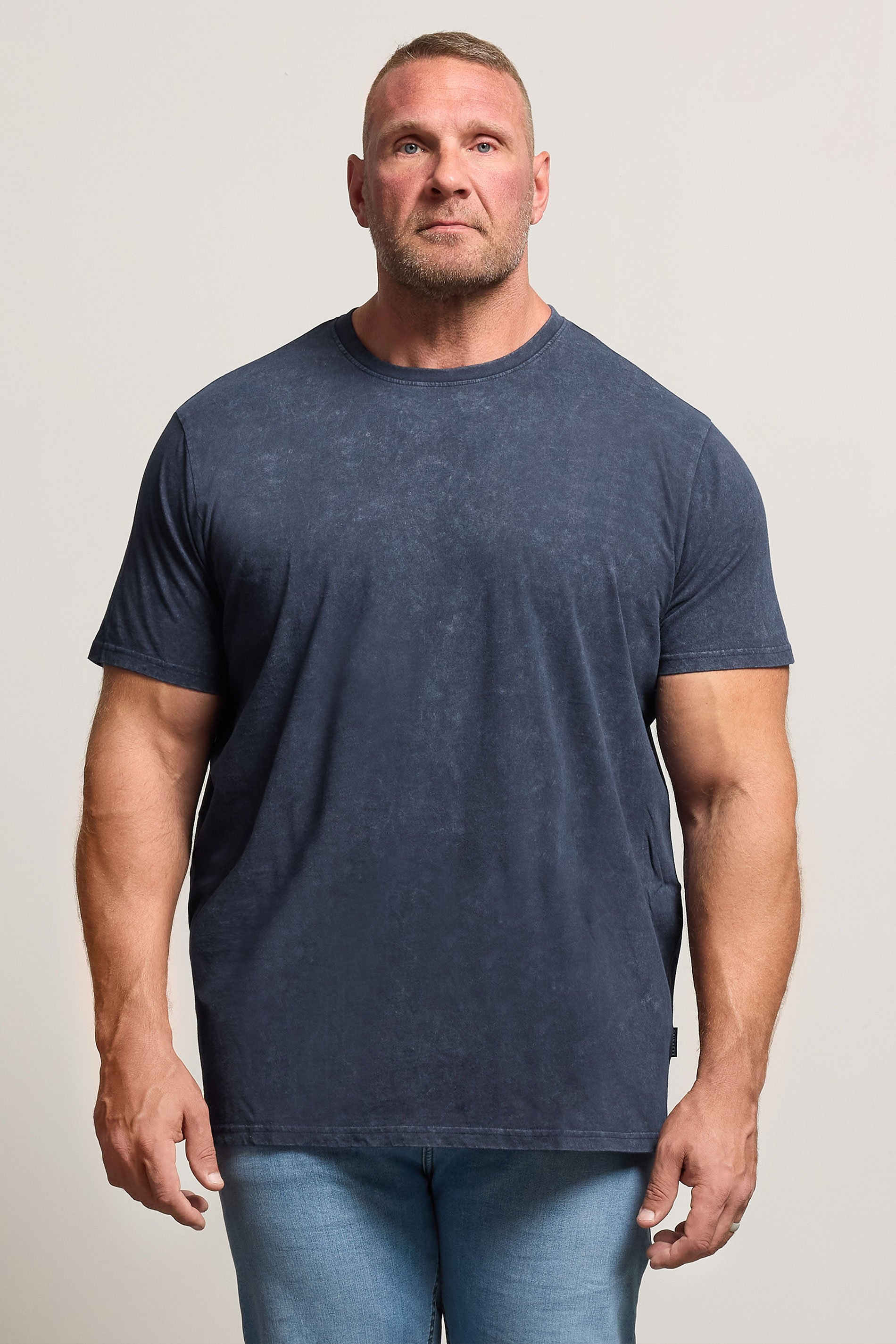 BadRhino Big & Tall Navy Blue Acid Wash T-Shirt | BadRhino 1