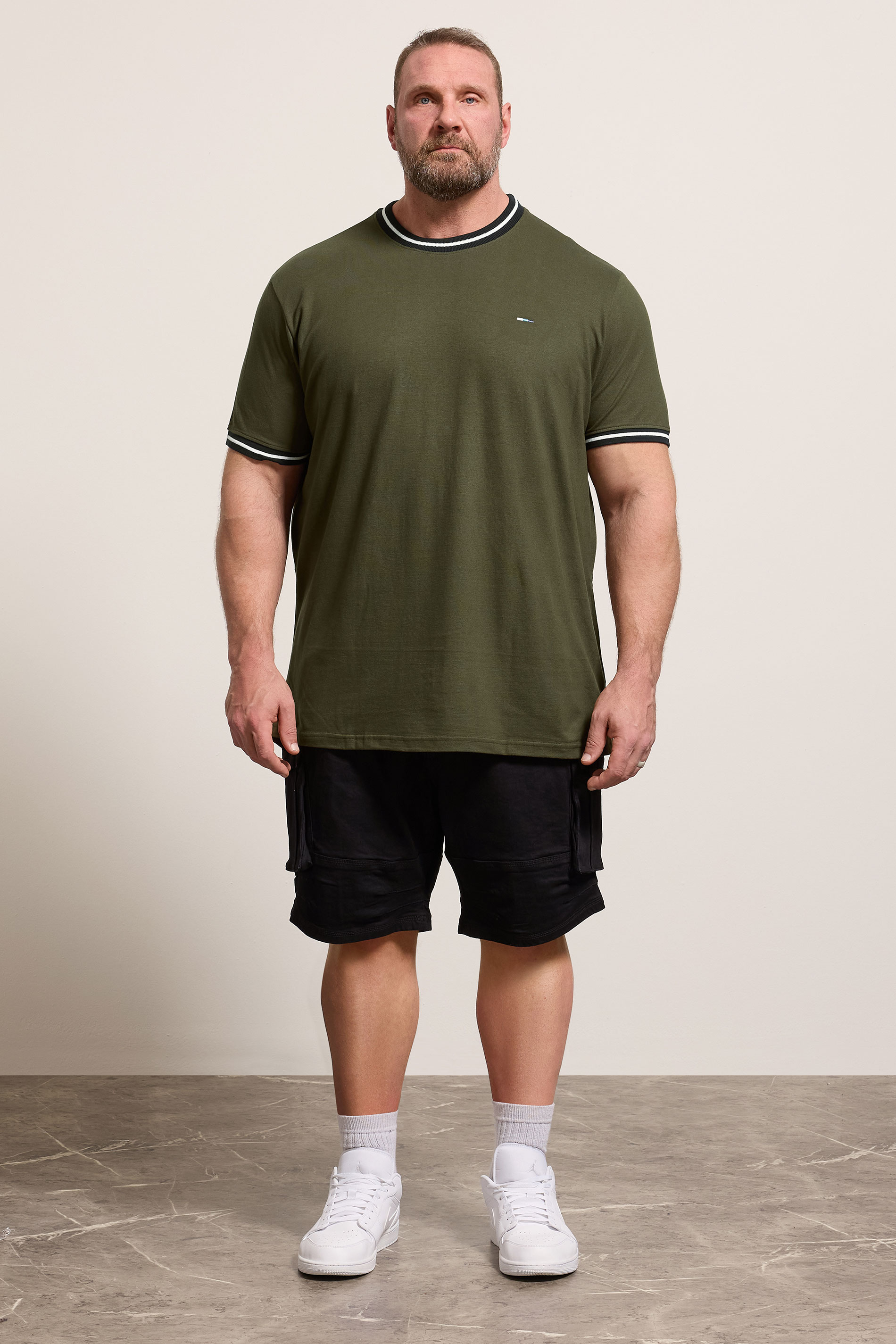 BadRhino Big & Tall Olive Green Pique Ringer T-Shirt | BadRhino 1