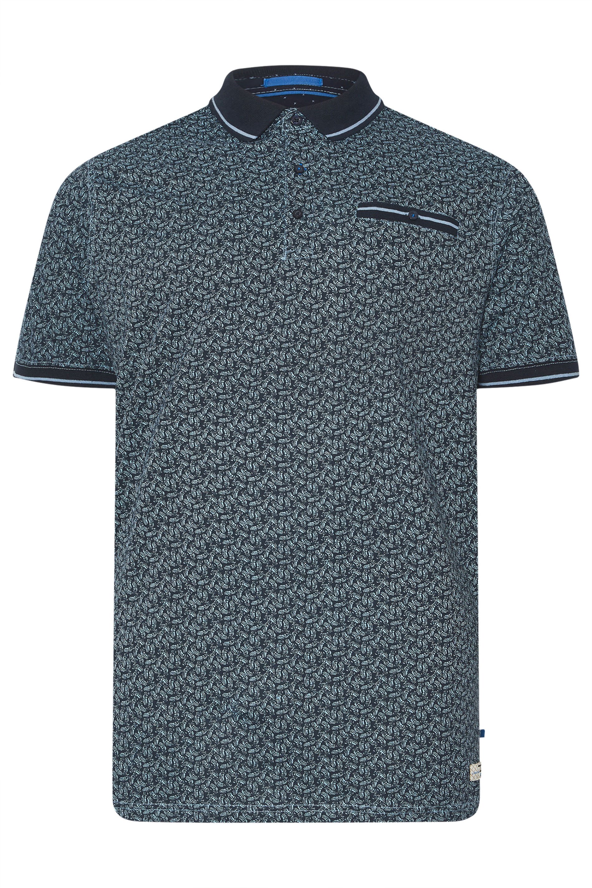 D555 Big & Tall Navy Blue Abstract Print Polo Shirt | BadRhino 3
