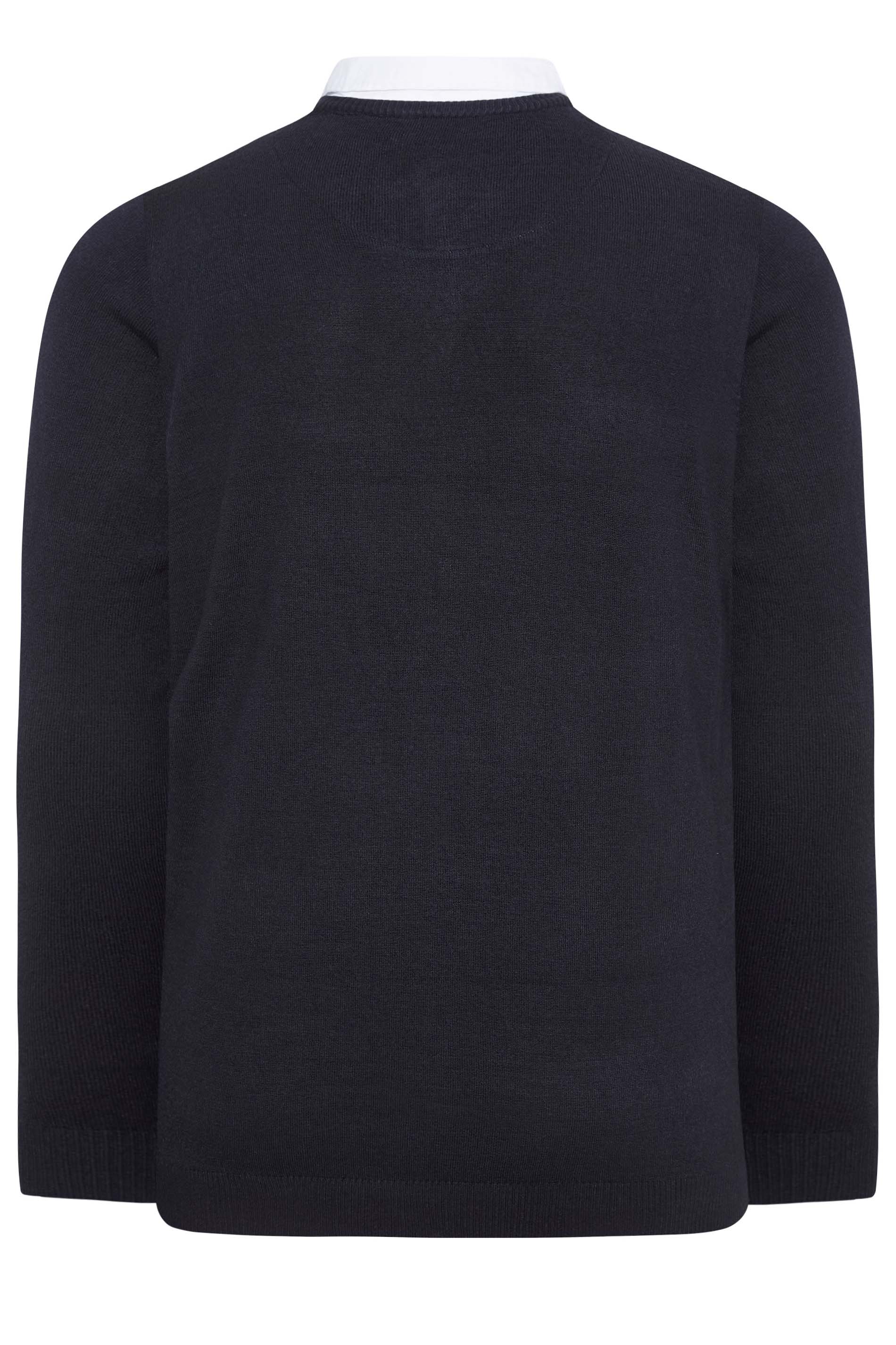 BadRhino Navy Blue & White Essential Mock Shirt Jumper BadRhino