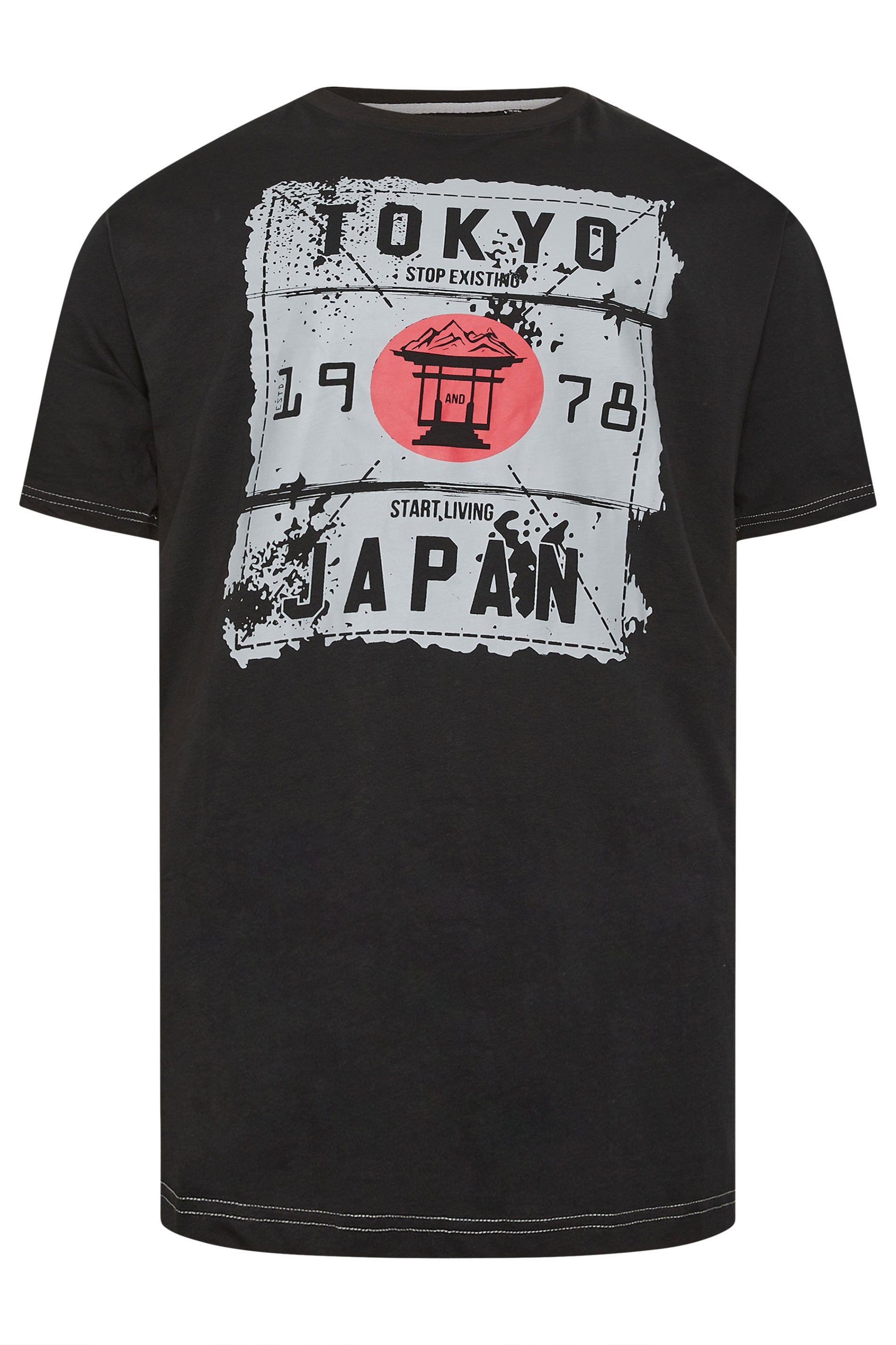 KAM Big & Tall Black Tokyo Print T-Shirt | BadRhino 2