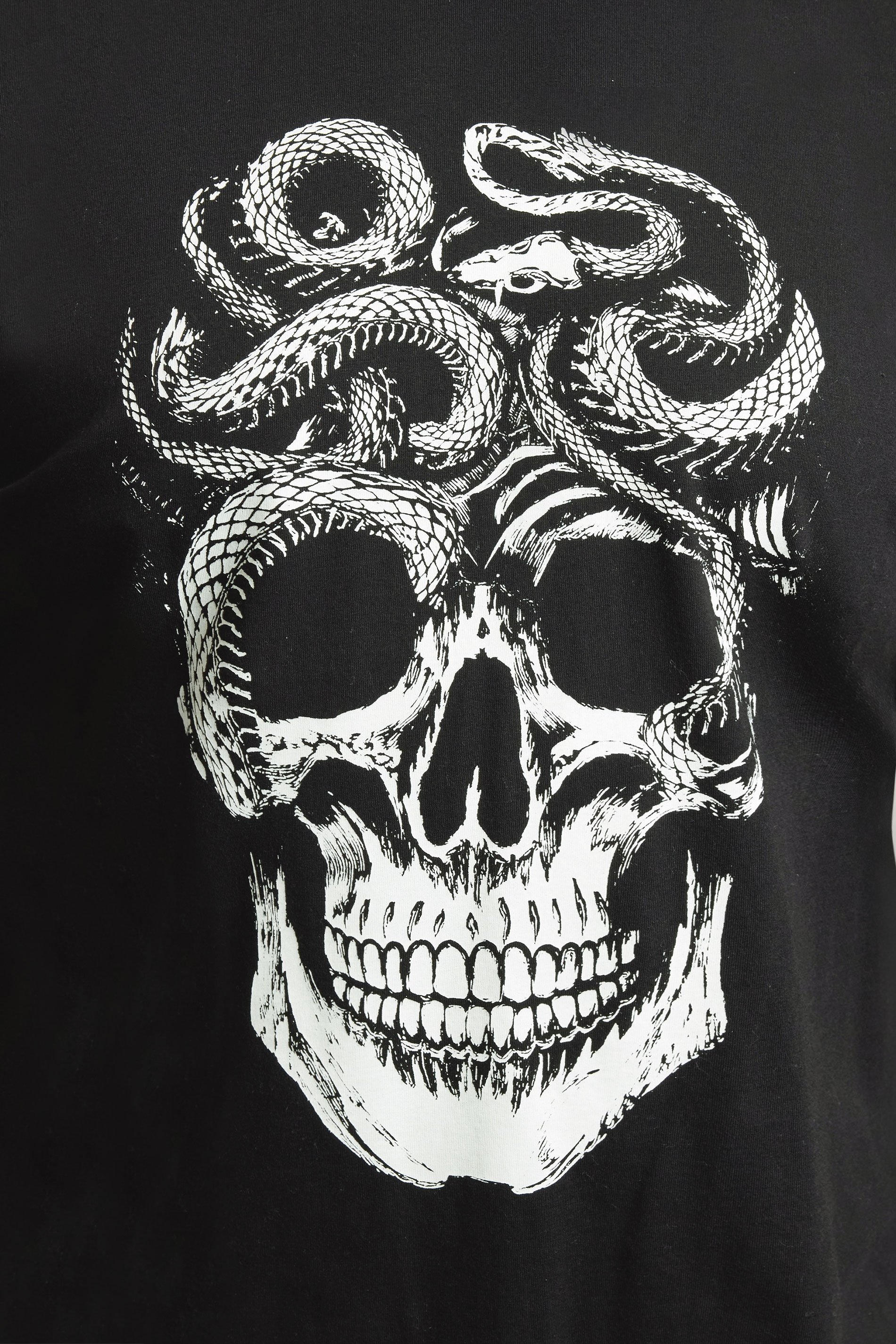 BadRhino Big & Tall Black Skull & Snake Print Graphic T-Shirt 4