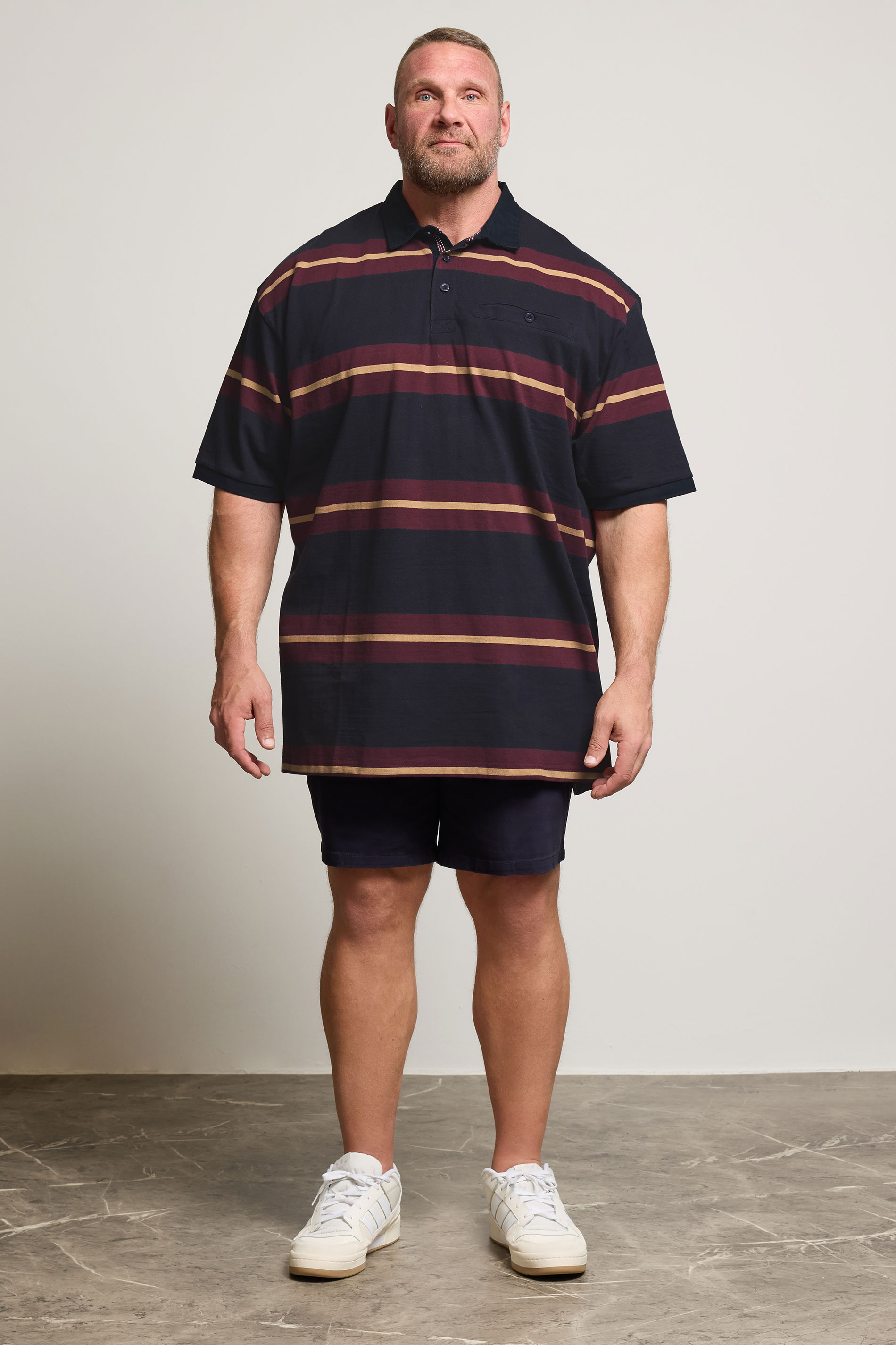 KAM Navy Blue Striped Short Sleeve Rugby Polo Shirt | BadRhino 2