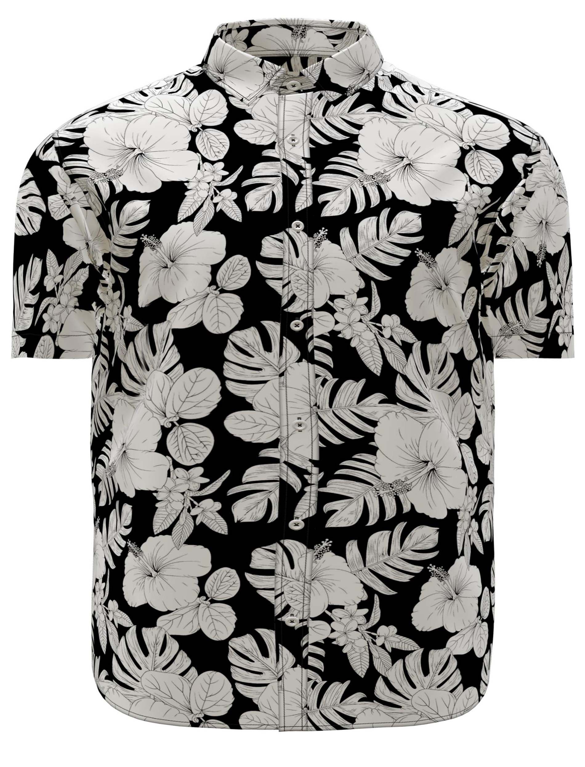 JACK & JONES Big & Tall Black Tropical Print Shirt | BadRhino 2