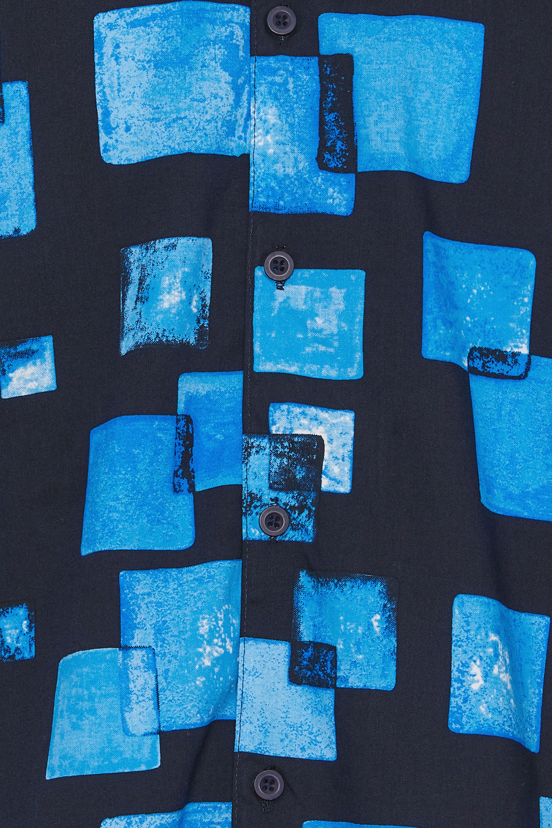 BadRhino BIg & Tall Navy Blue Square Print Peached Short Sleeve Shirt | BadRhino 6