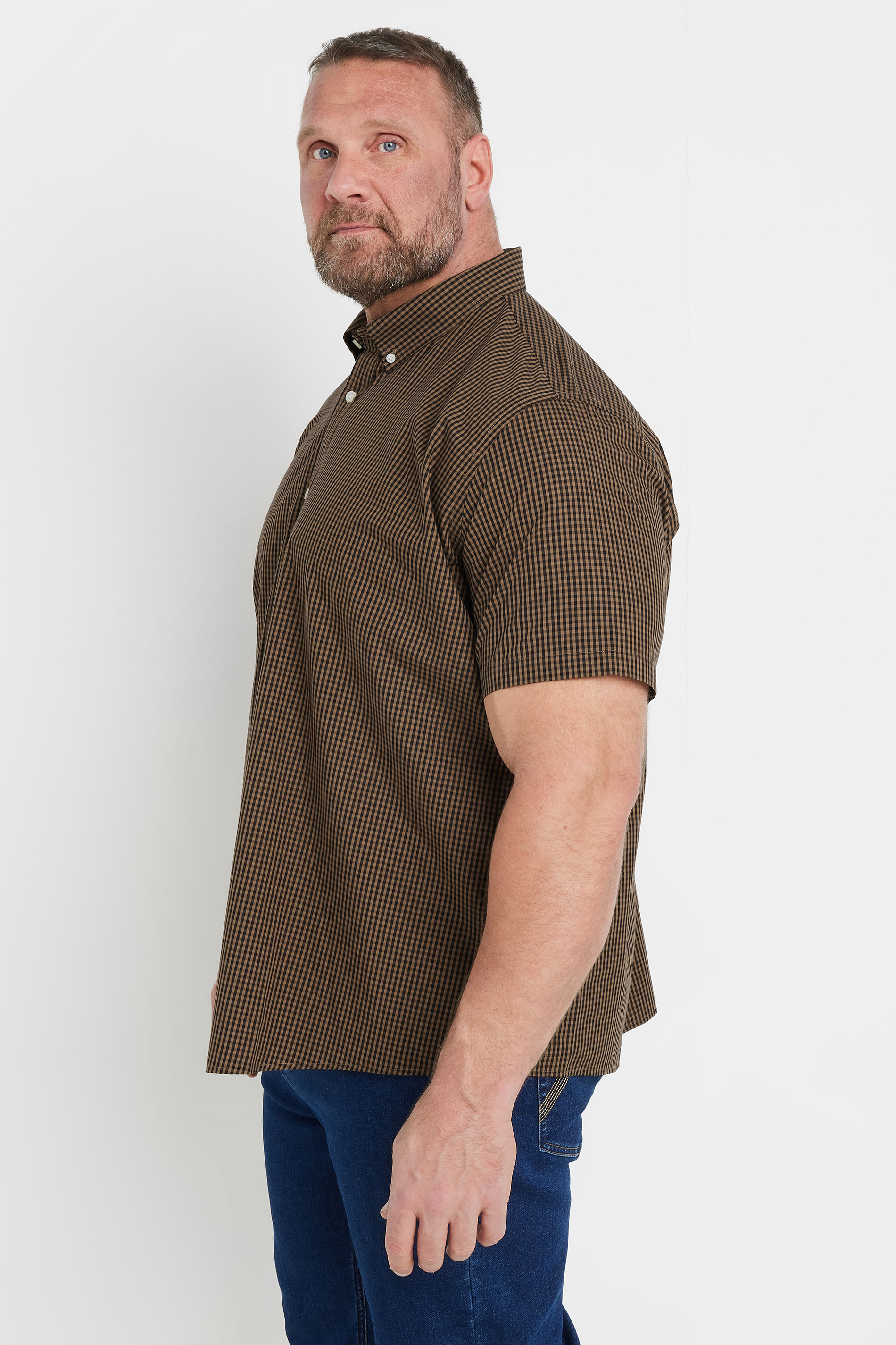 BadRhino Big & Tall Brown Gingham Check Shirt | BadRhino 3