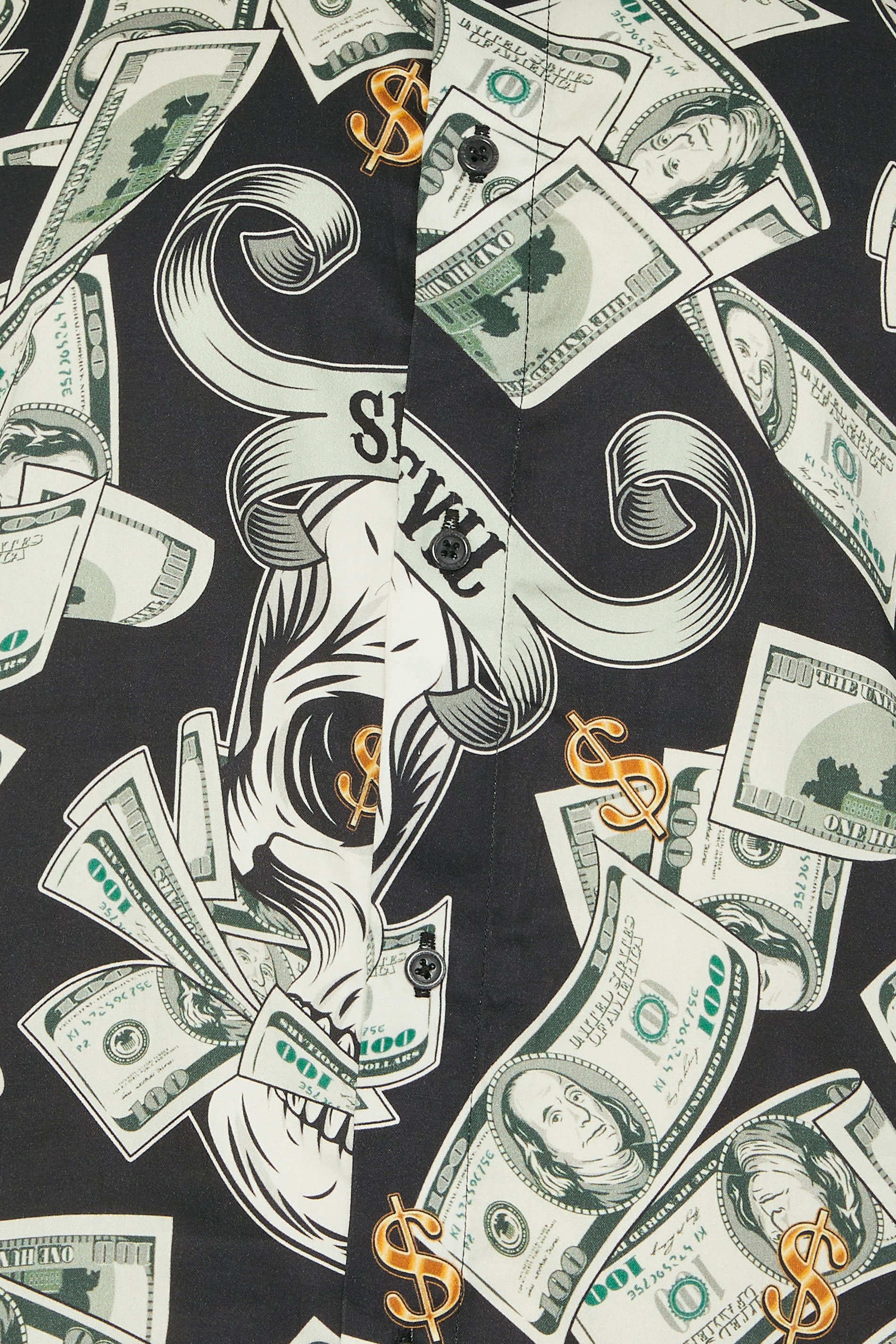 KAM Big & Tall Black Dollar Bills Print Shirt | BadRhino 3