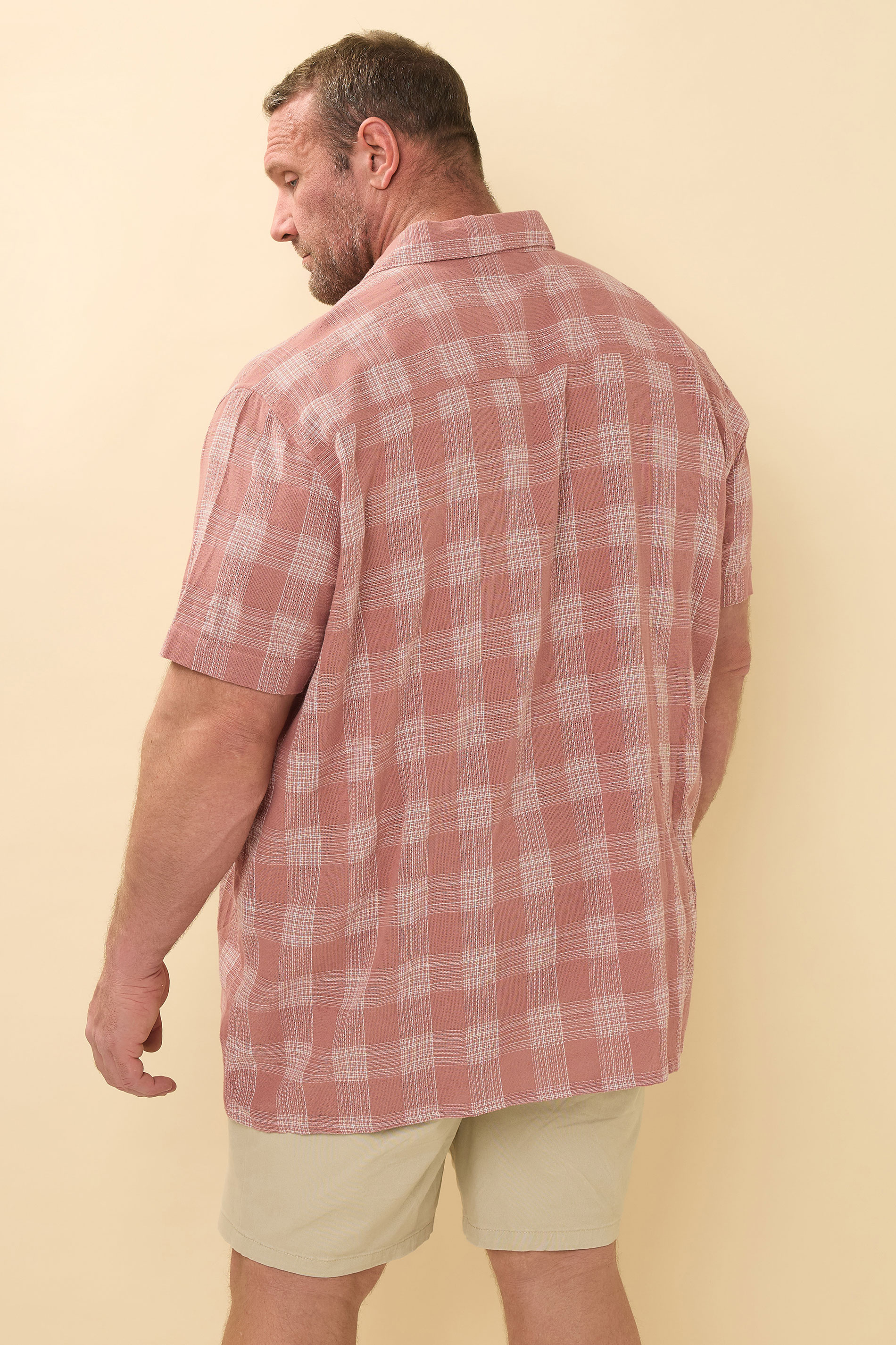 BadRhino Big & Tall Pink Textured Check Print Shirt | BadRhino 4