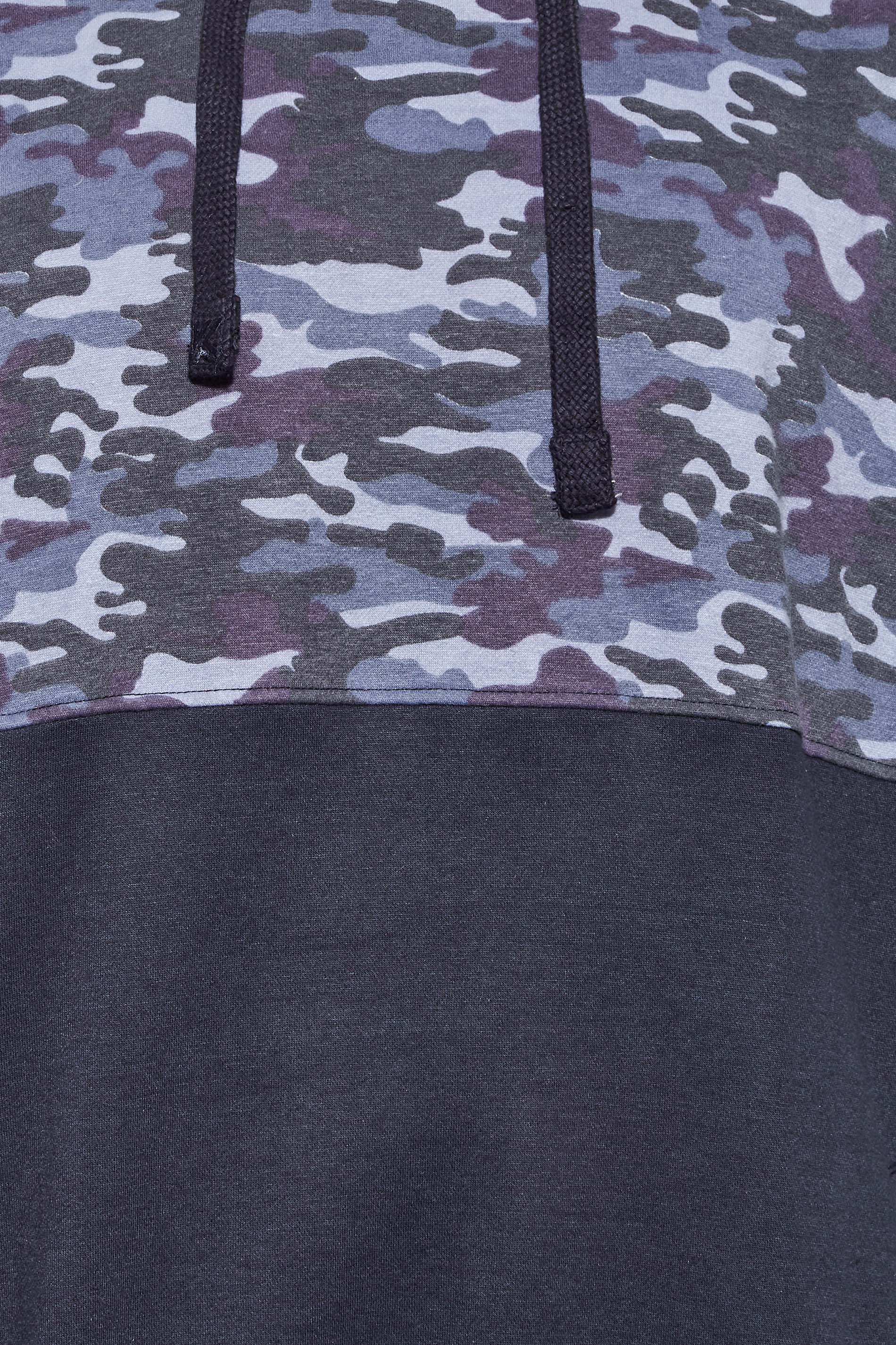 KAM Big & Tall Navy Blue Camo Colour Block Hoodie | BadRhino 2