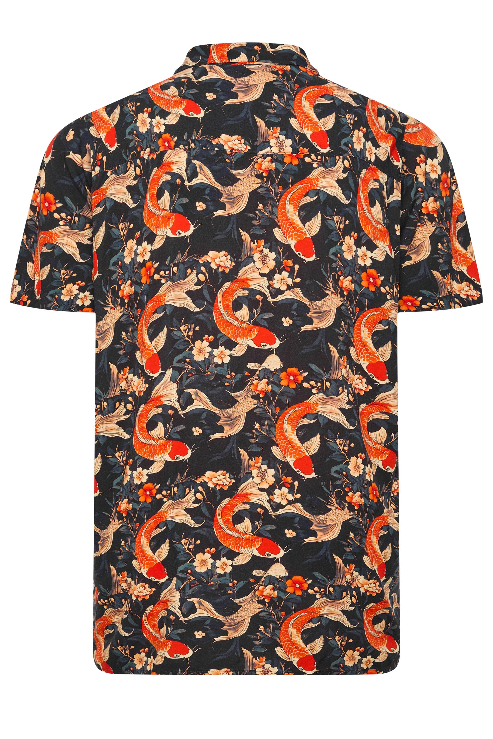 JACK & JONES Big & Tall Brown Fish Print Resort Shirt | Badrhino 2