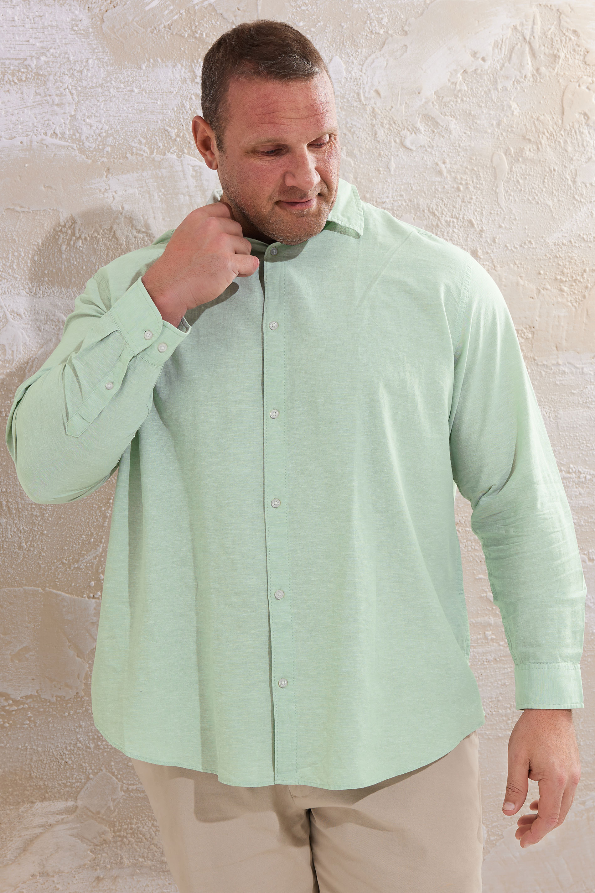 JACK & JONES Big & Tall Iceberg Green Long Sleeve Shirt | BadRhino 1