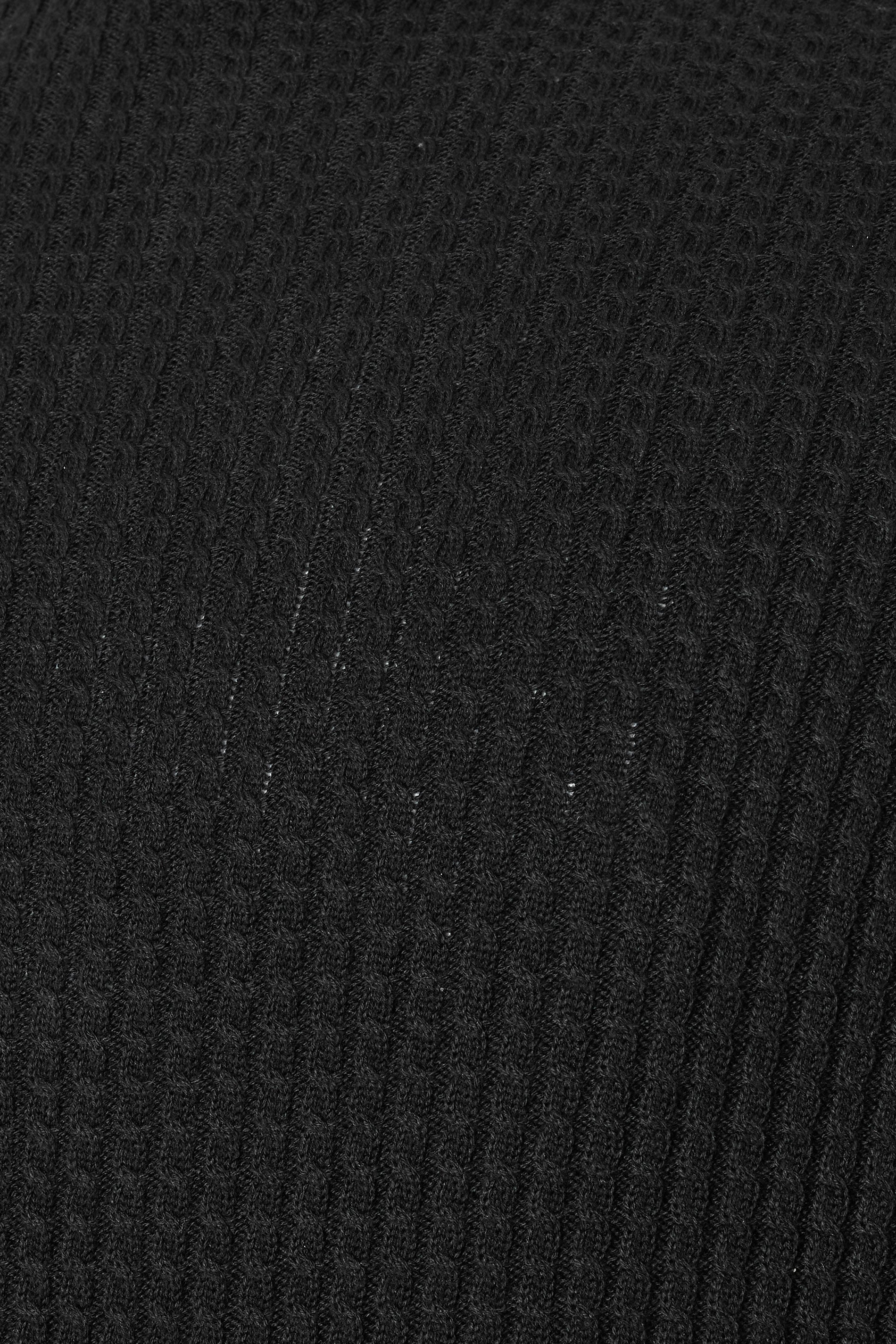 BadRhino Big & Tall Black Cable Knit Mock Shirt Jumper | BadRhino 5
