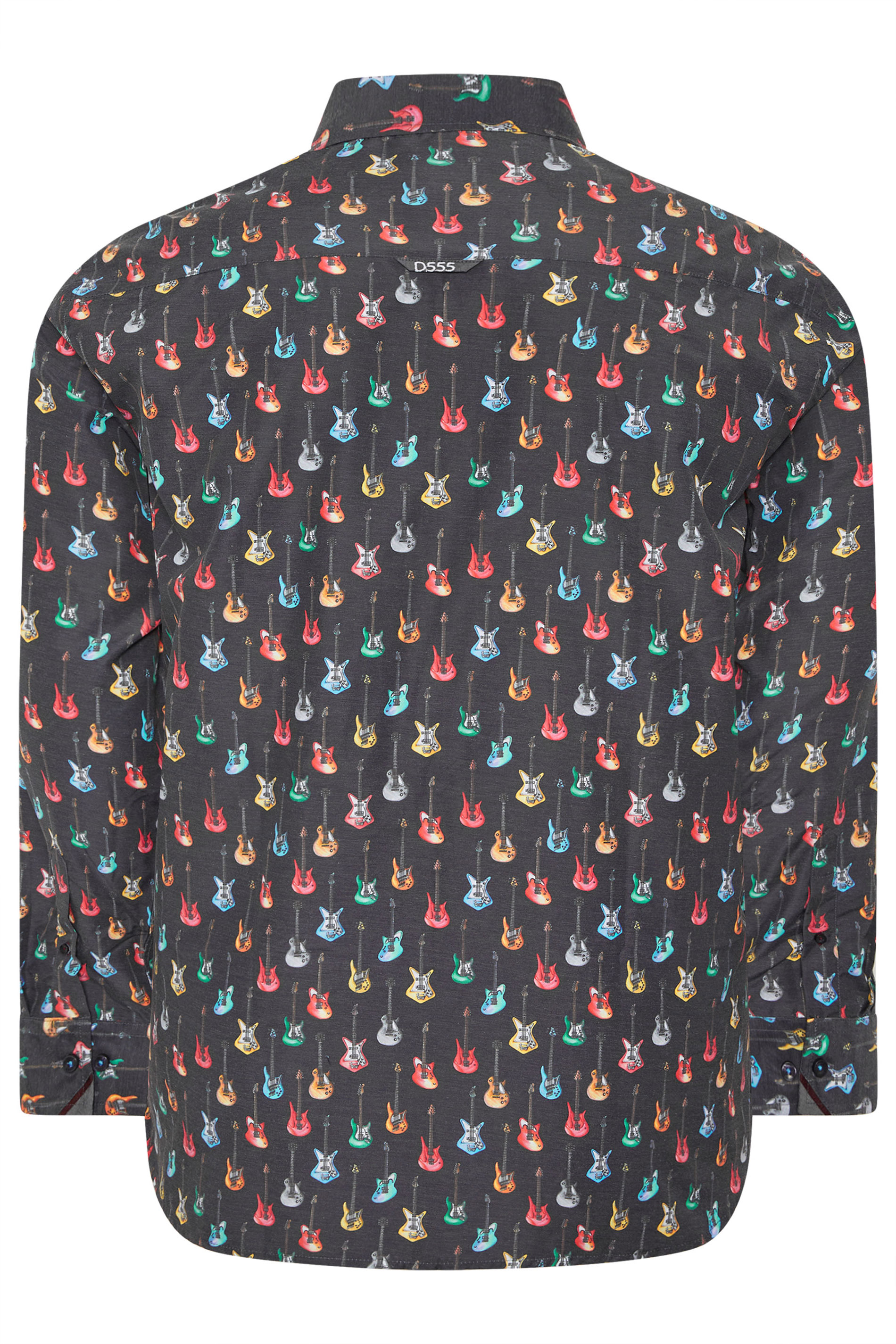 D555 Big & Tall Navy Blue Guitar Print Shirt | BadRhino 4
