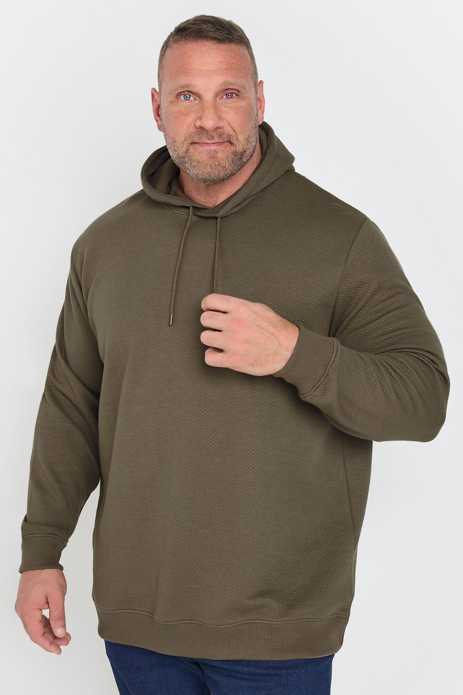 BadRhino Big & Tall Brown Diamond Quilted Hoodie | BadRhino 1