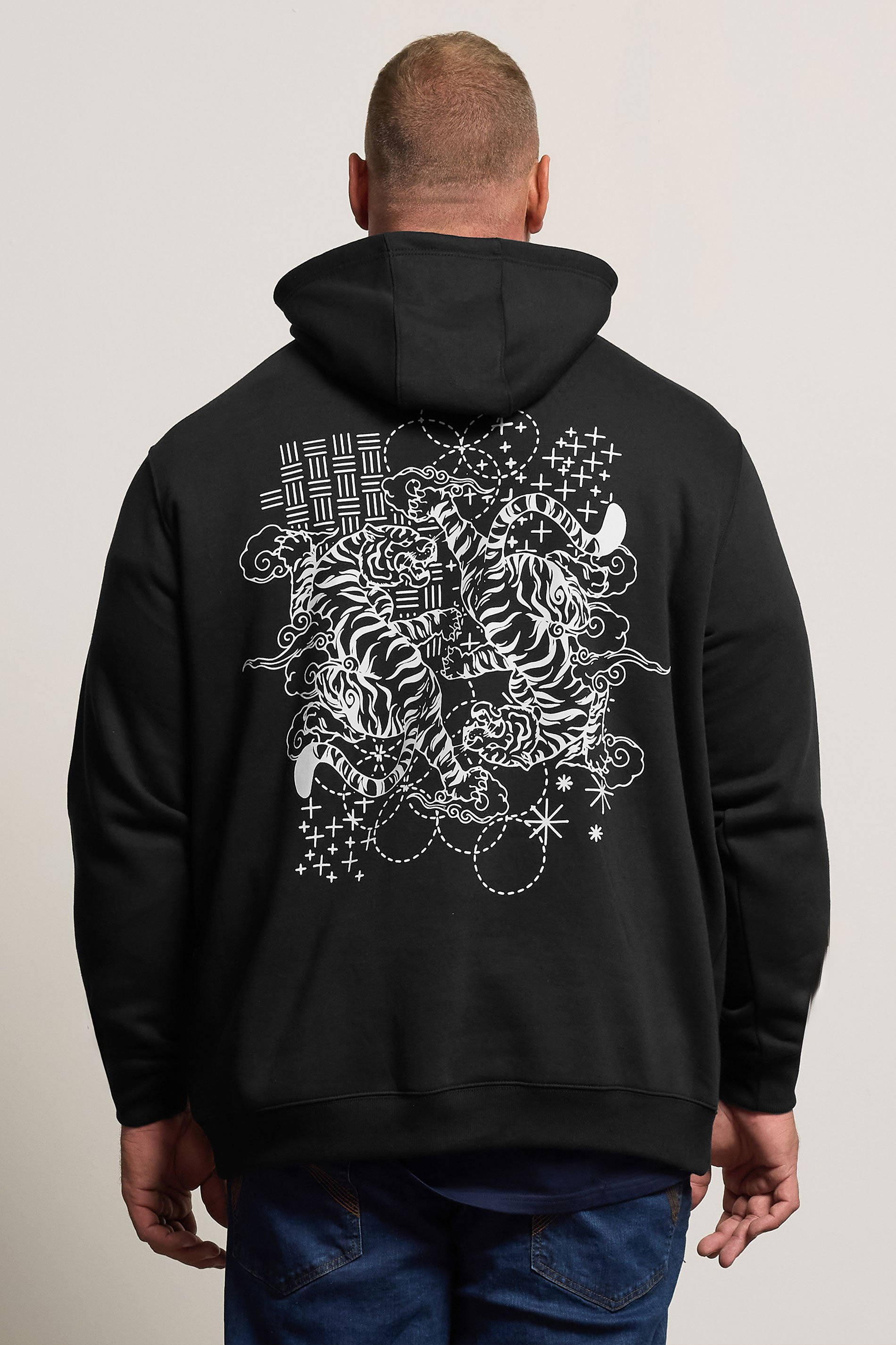 BadRhino Big & Tall Black Tiger Graphic Print Hoodie | BadRhino 3