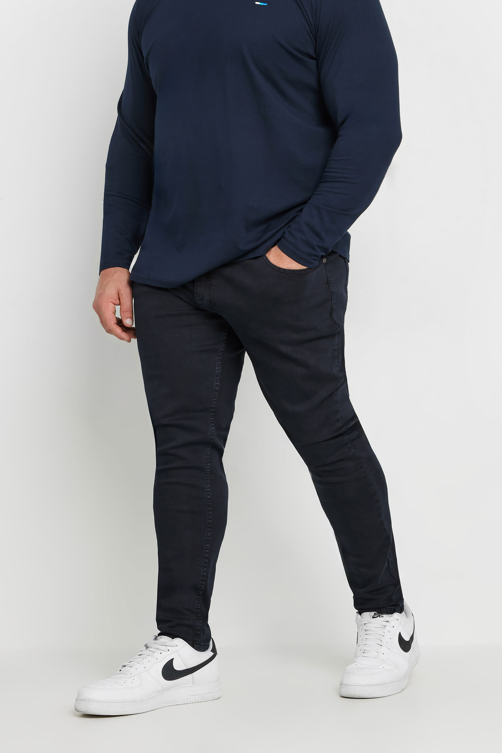 KAM Big & Tall Blue Black Embossed Jeans | BadRhino 1