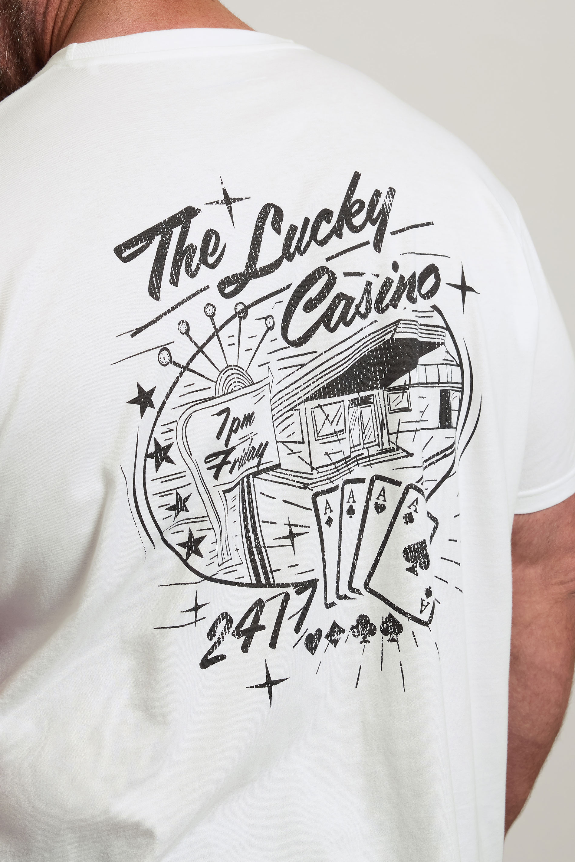 BadRhino Big & Tall White 'The Lucky Casino' Graphic T-Shirt | BadRhino 5