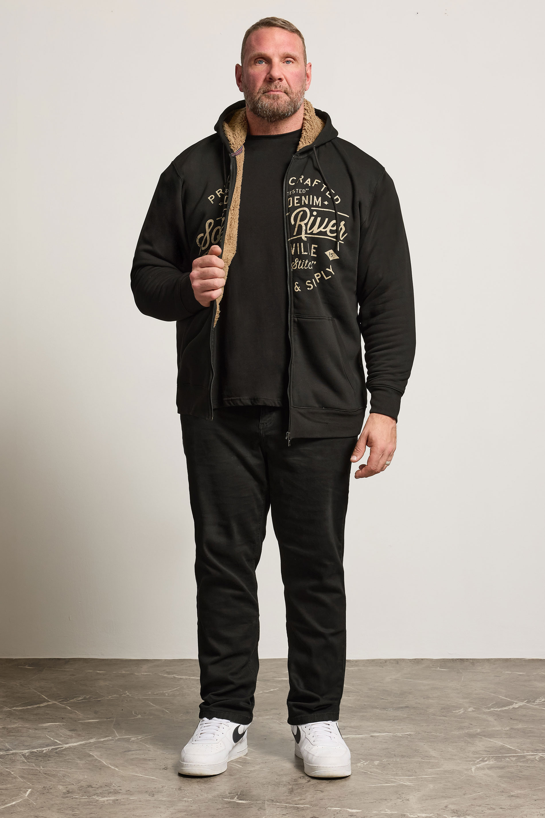 KAM Big & Tall Black 'South River' Fleece Lined Hoodie | BadRhino 2