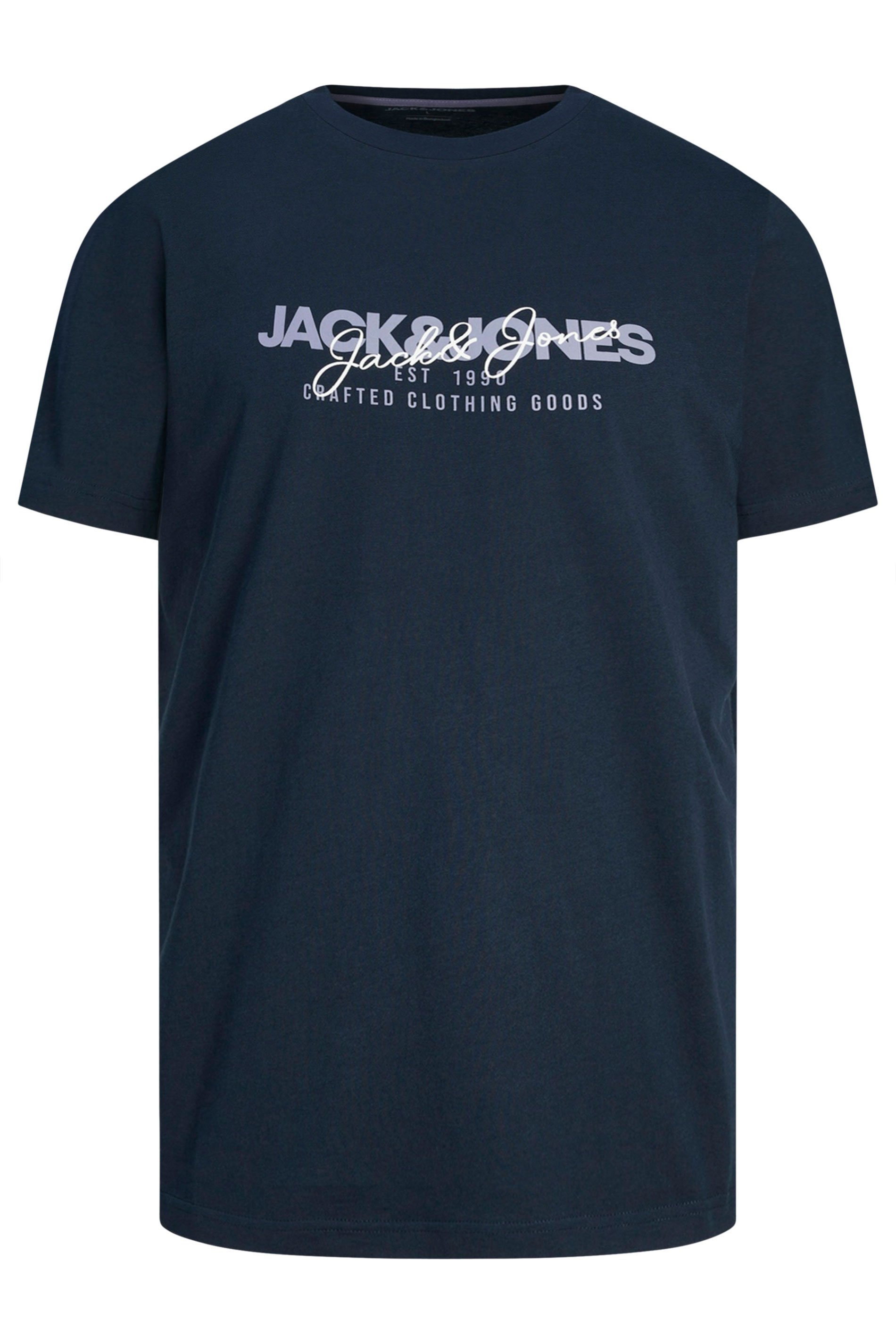 JACK & JONES Big & Tall Wine Red & Navy Blue 3 Pack T-Shirts | BadRhino 5