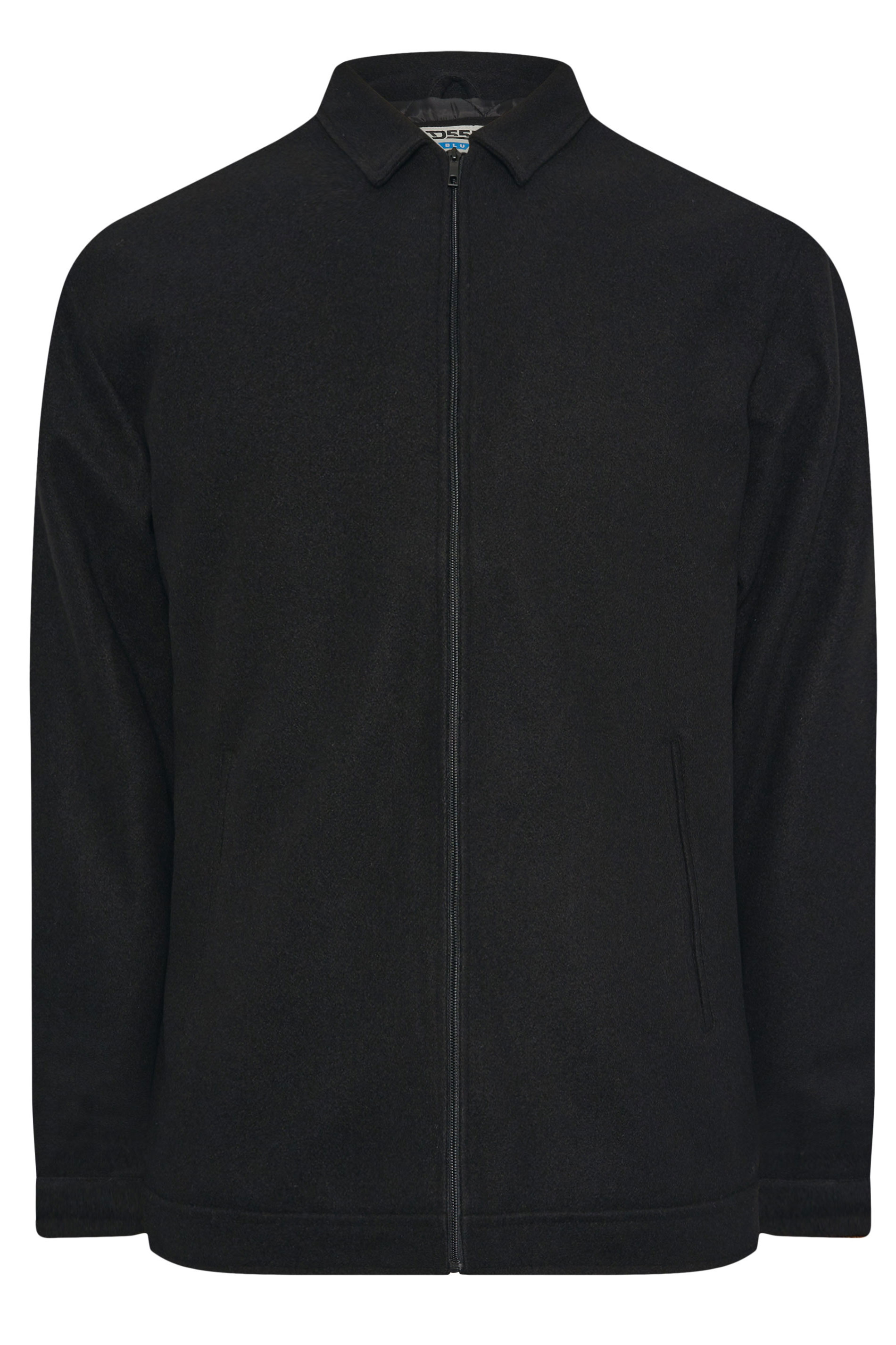 D555 Big & Tall Black Collared Harrington Jacket | BadRhino 4