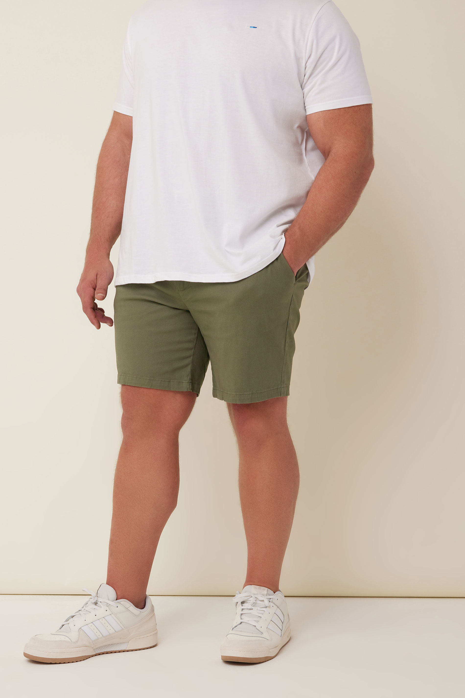 BadRhino Big & Tall 2 PACK Black & Khaki Green Stretch Chino Shorts | BadRhino 2
