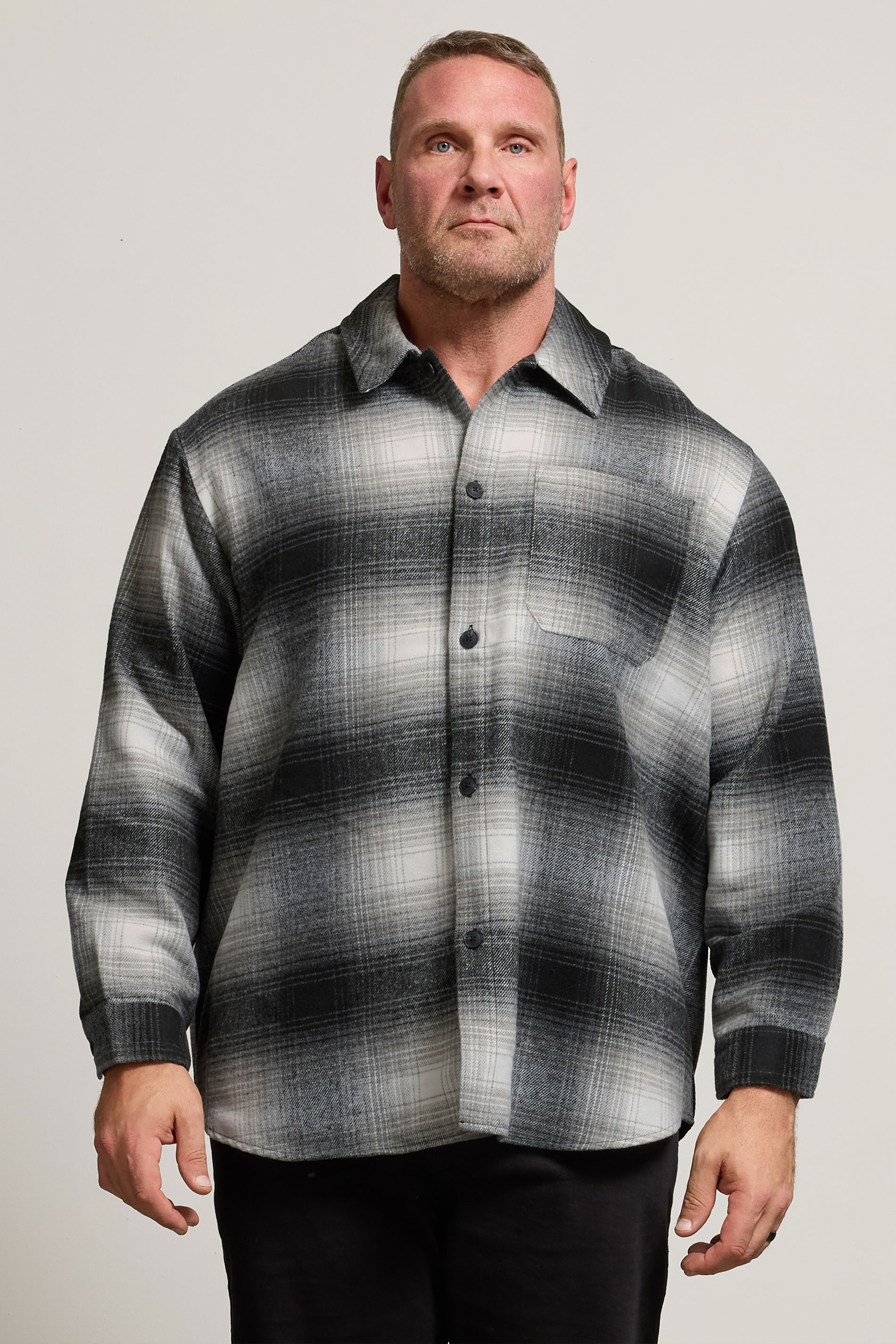 JACK & JONES Big & Tall Black Check Overshirt | BadRhino 1