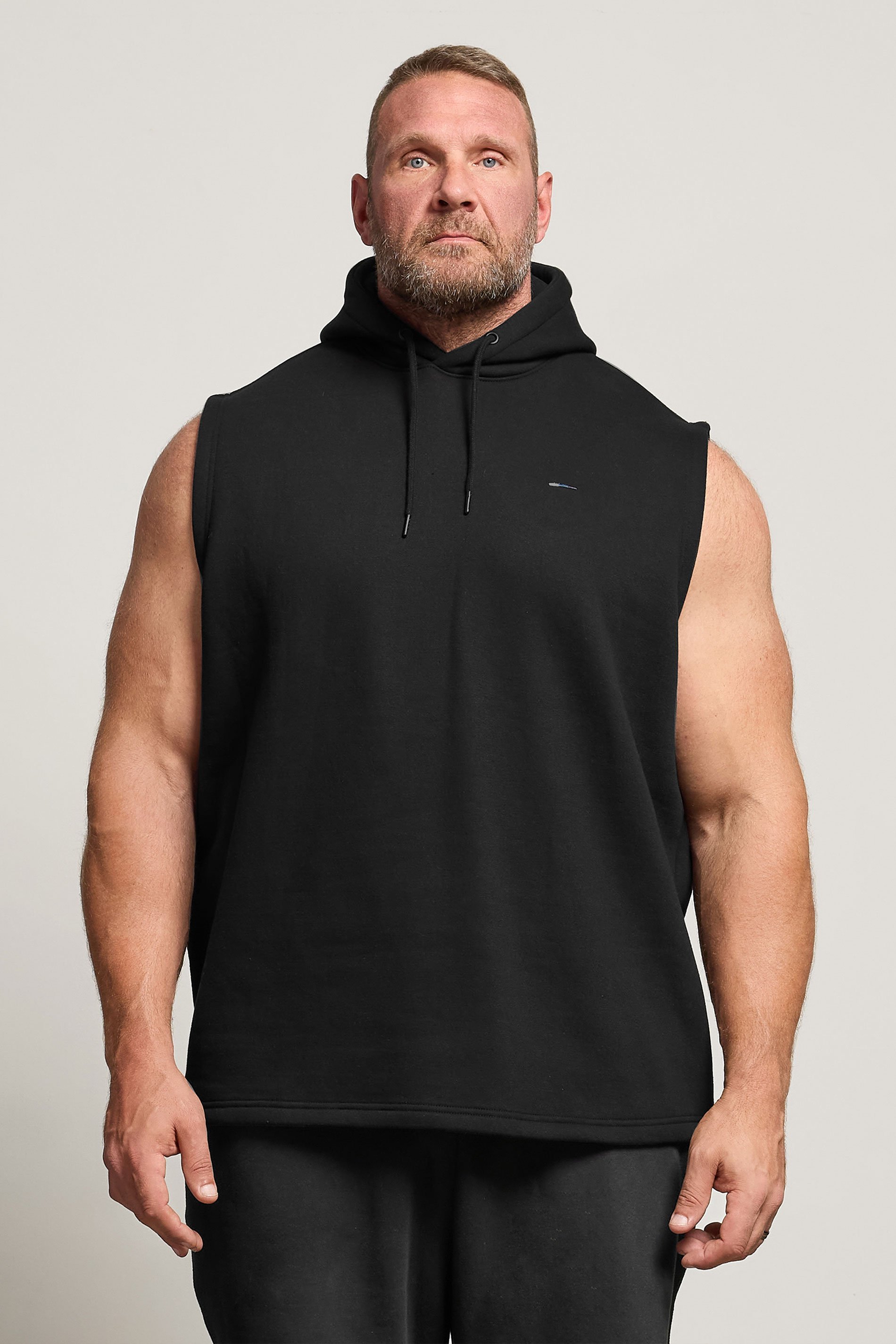 BadRhino Big & Tall Black Sleeveless Hoodie | BadRhino 1