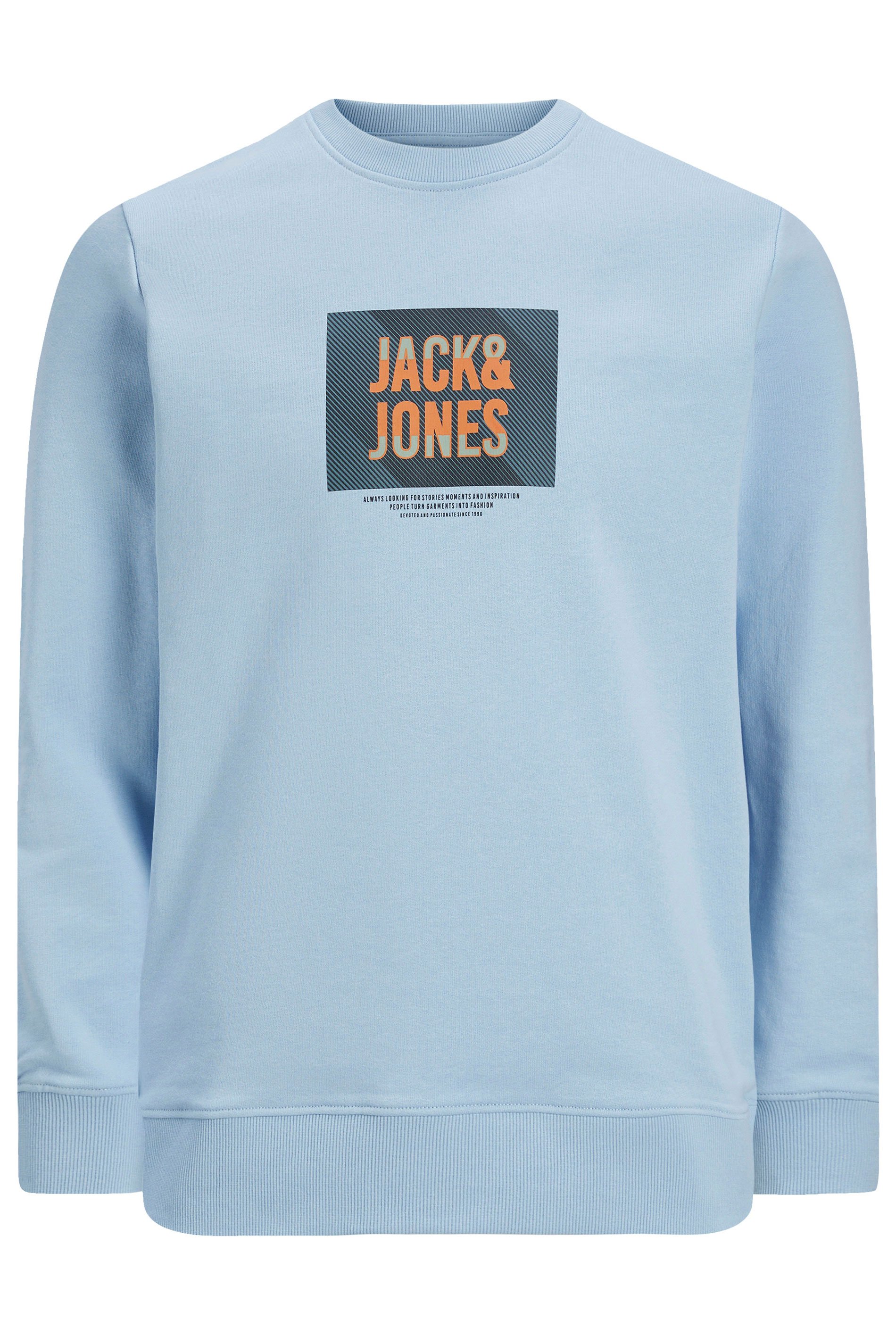 JACK & JONES Big & Tall Light Blue Hudson Sweatshirt | BadRhino 2