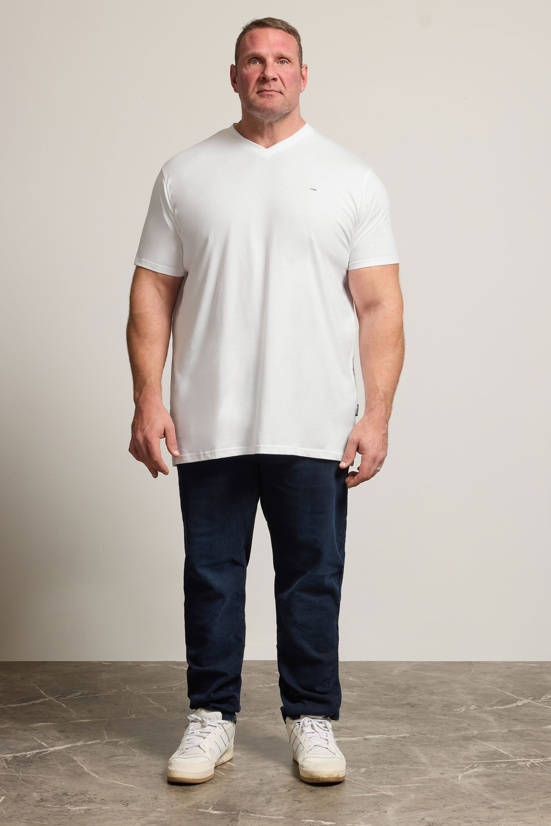 BadRhino Big & Tall White Extra Long V-Neck T-Shirt | BadRhino 2