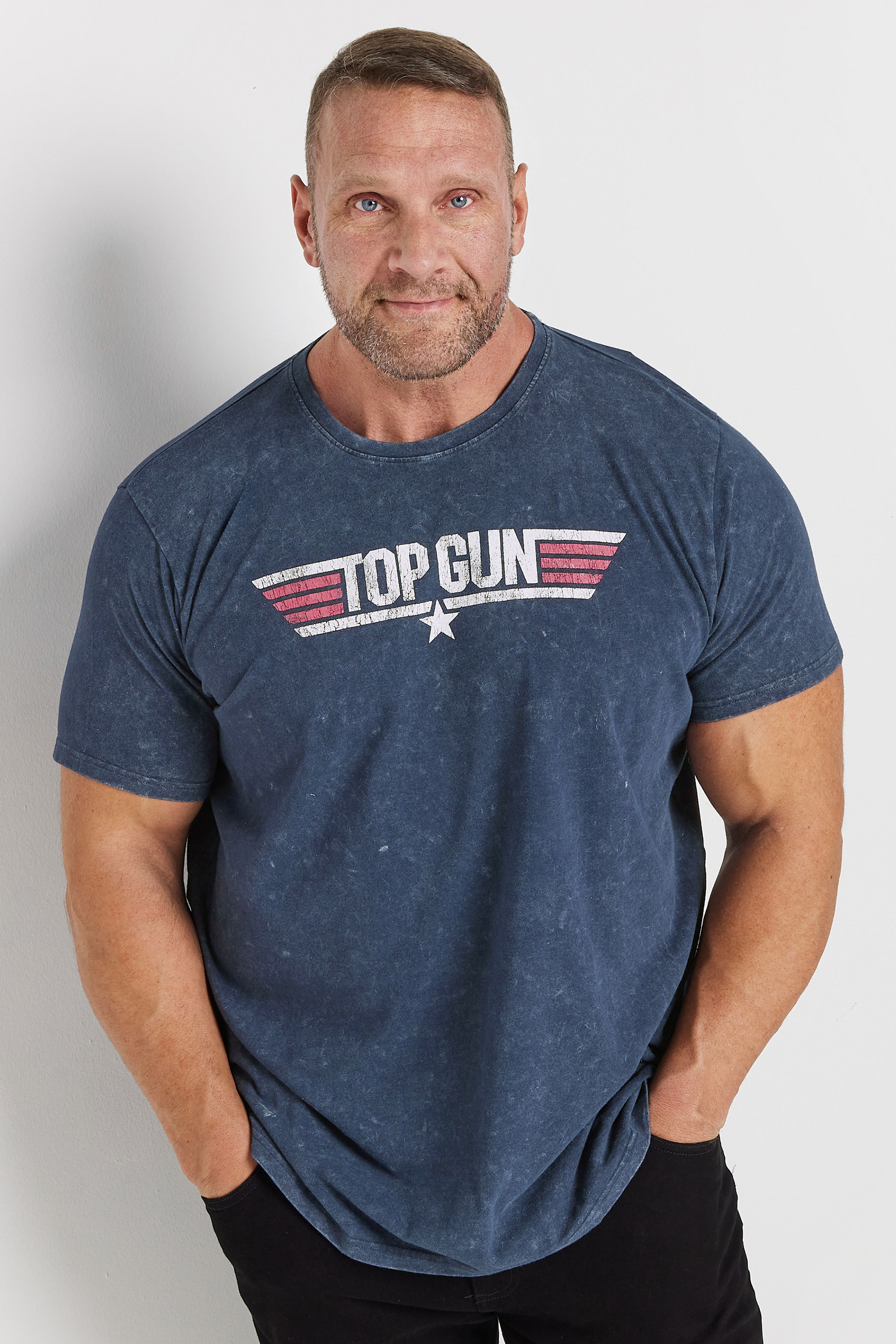 BadRhino Big & Tall Navy Blue Acid Wash Top Gun T-Shirt | BadRhino 2