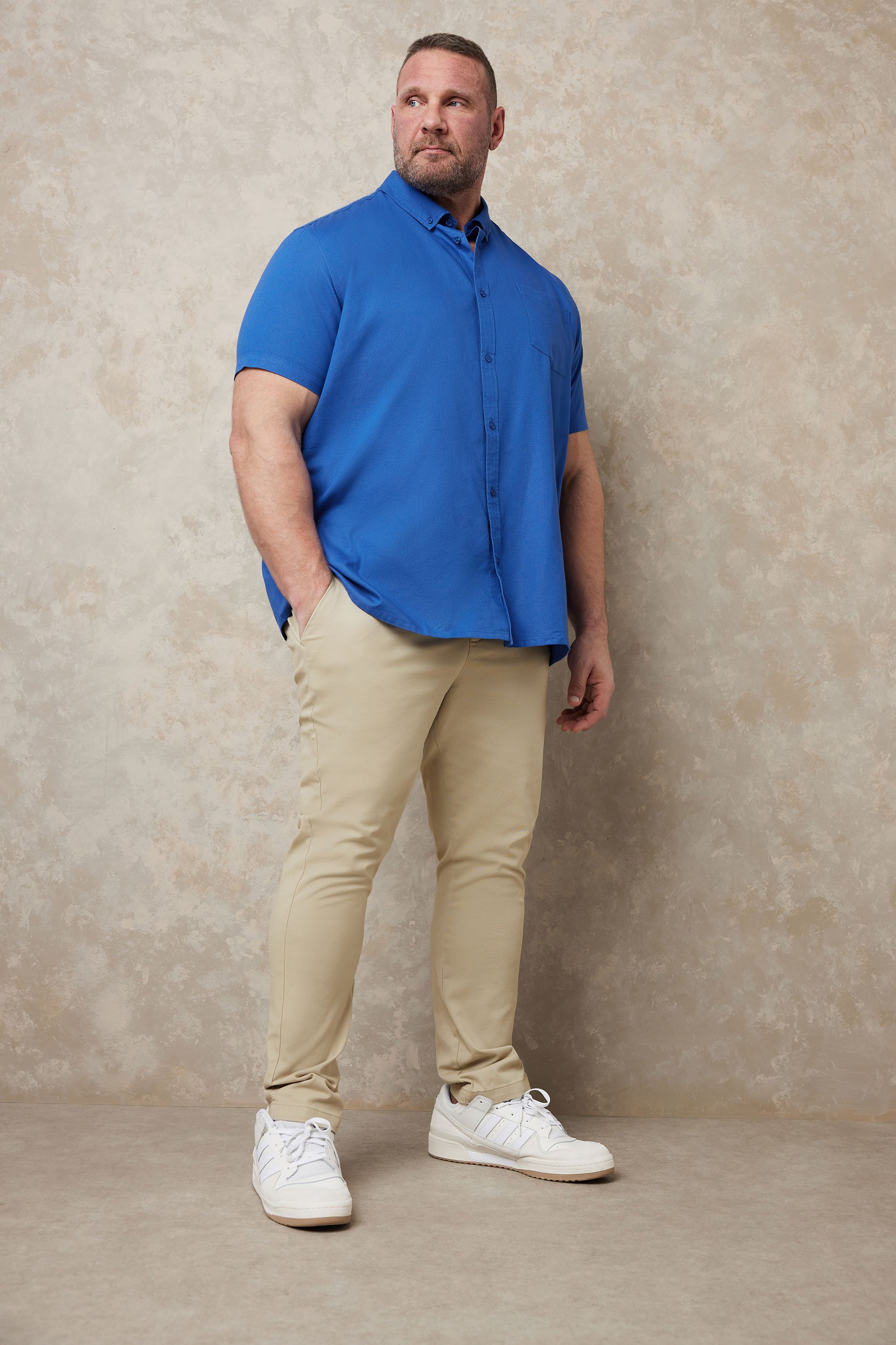 BadRhino Big & Tall Blue Short Sleeve Oxford Shirt | BadRhino 1