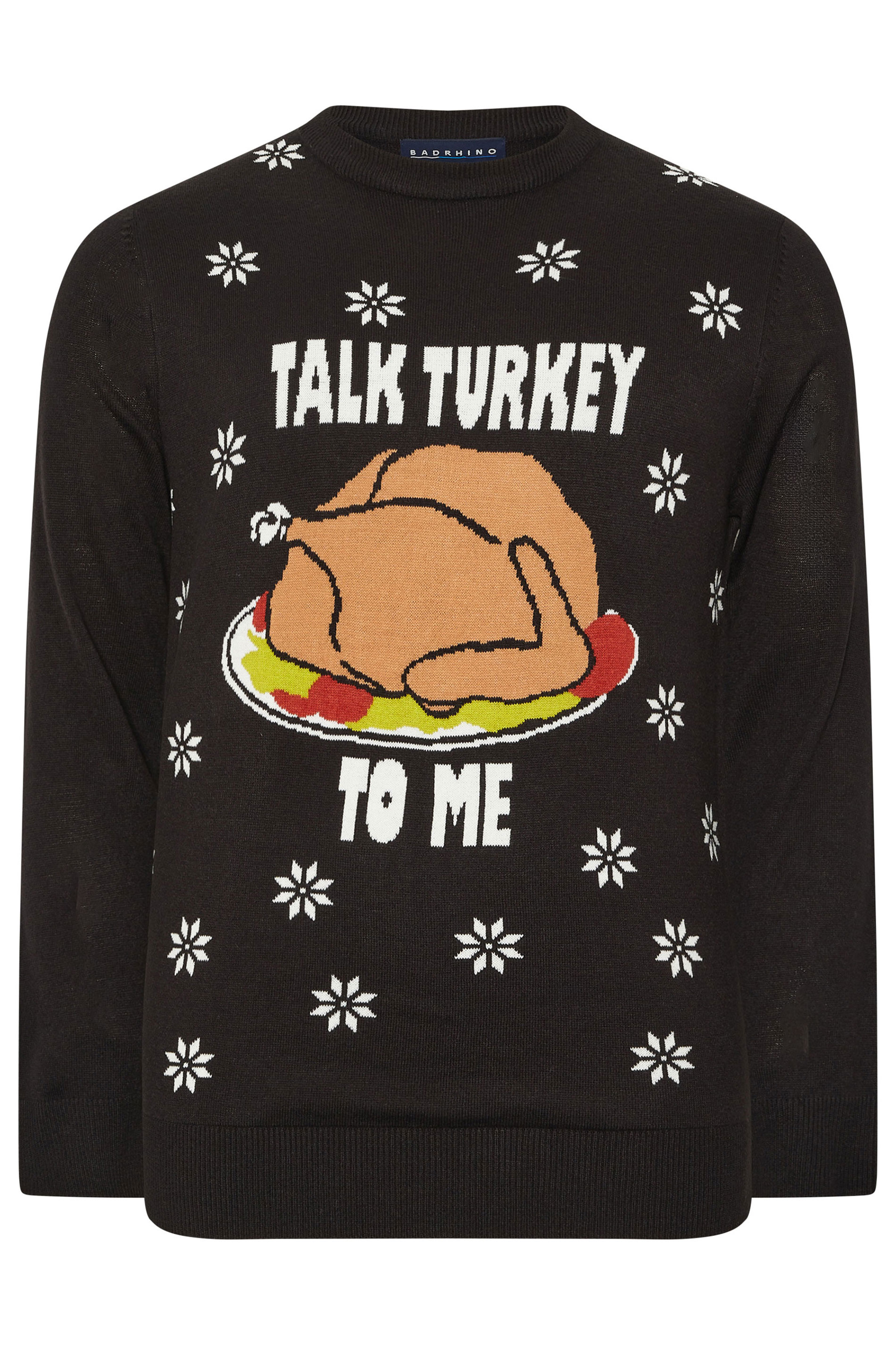 BadRhino Big & Tall Black 'Talk Turkey To Me' Christmas Jumper | BadRhino 5