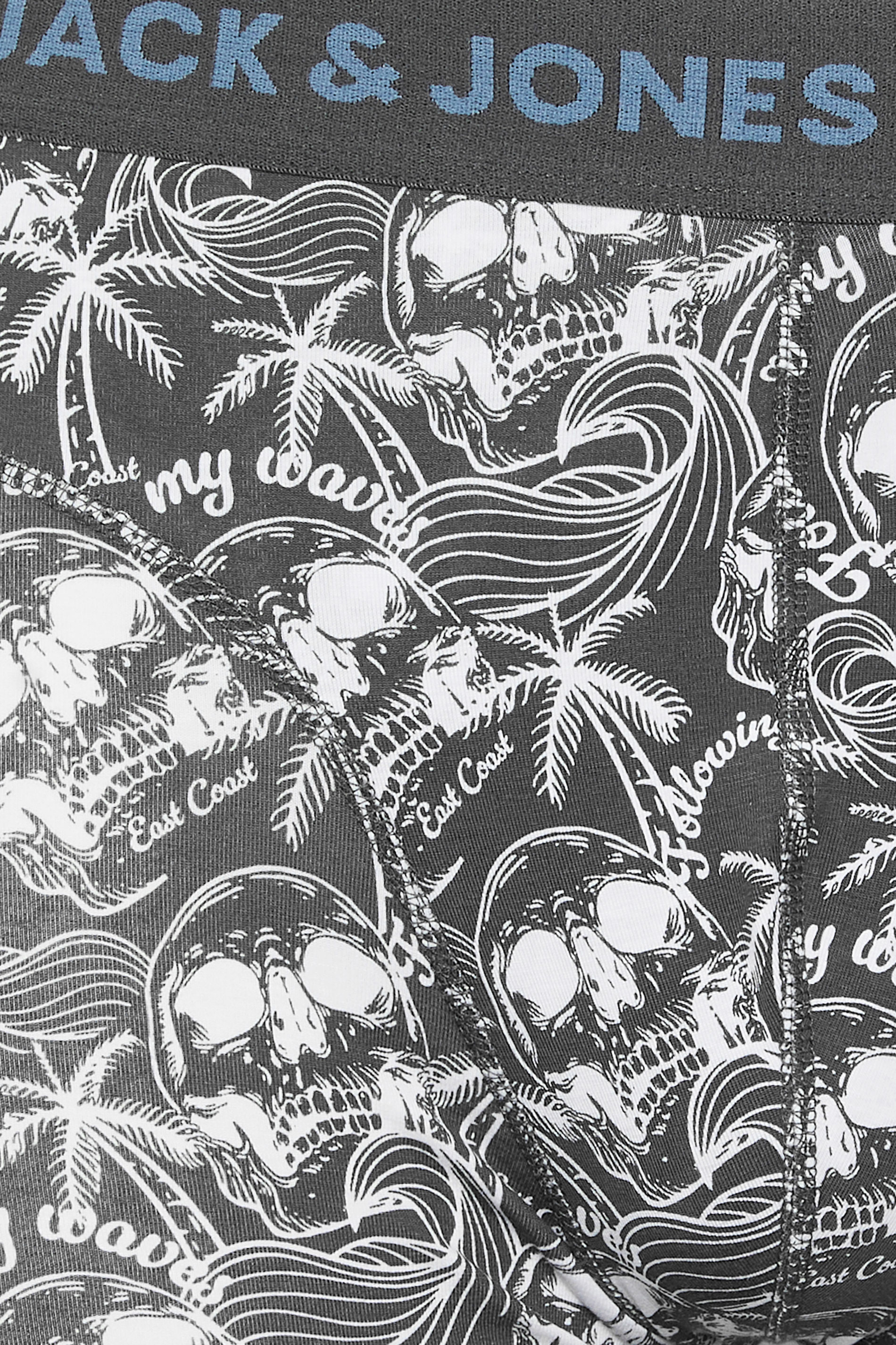 JACK & JONES Big & Tall 3 PACK Blue & Skull Print Boxers | BadRhino 5
