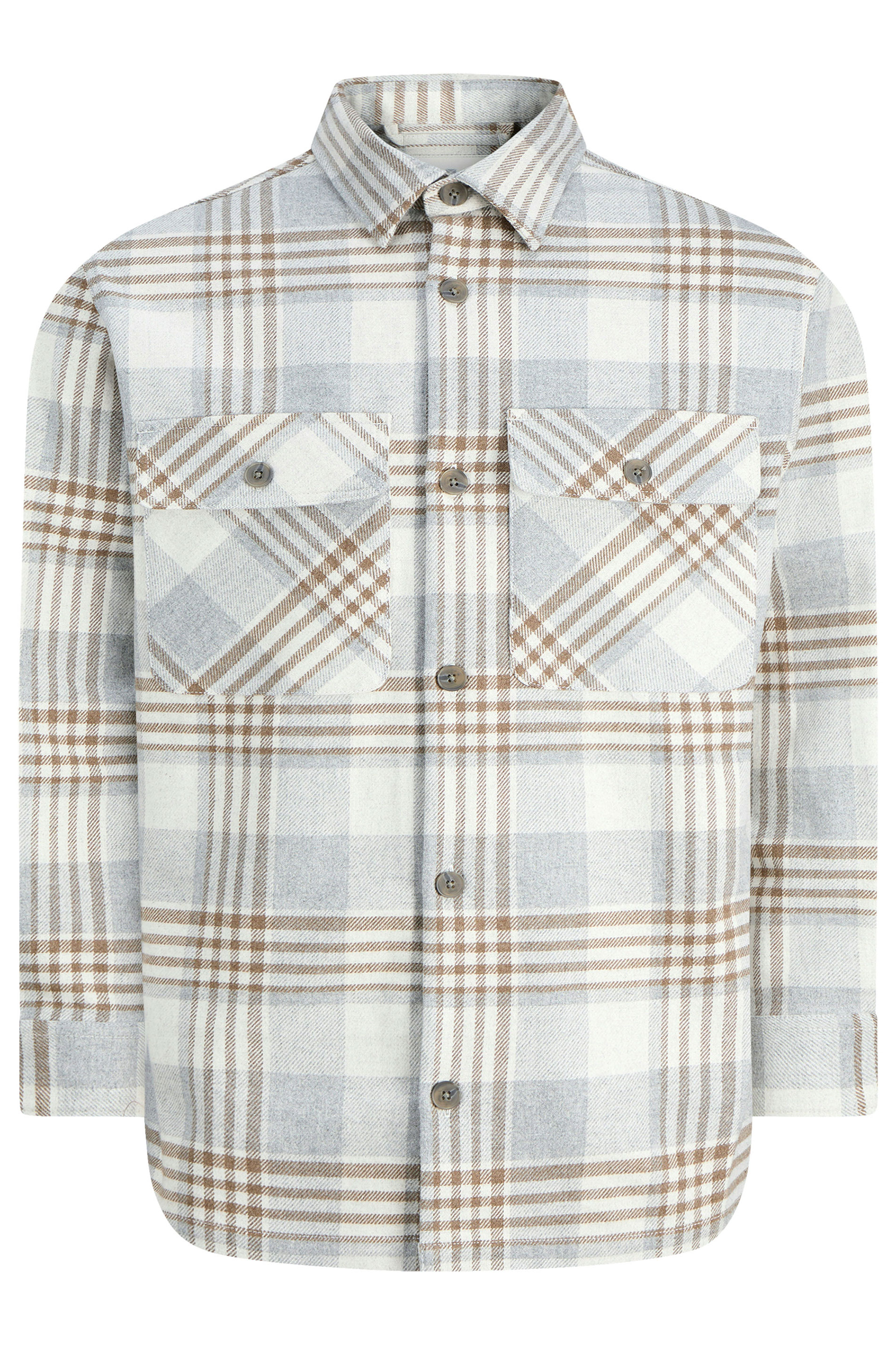 JACK & JONES Big & Tall White & Brown Check Overshirt | BadRhino 3