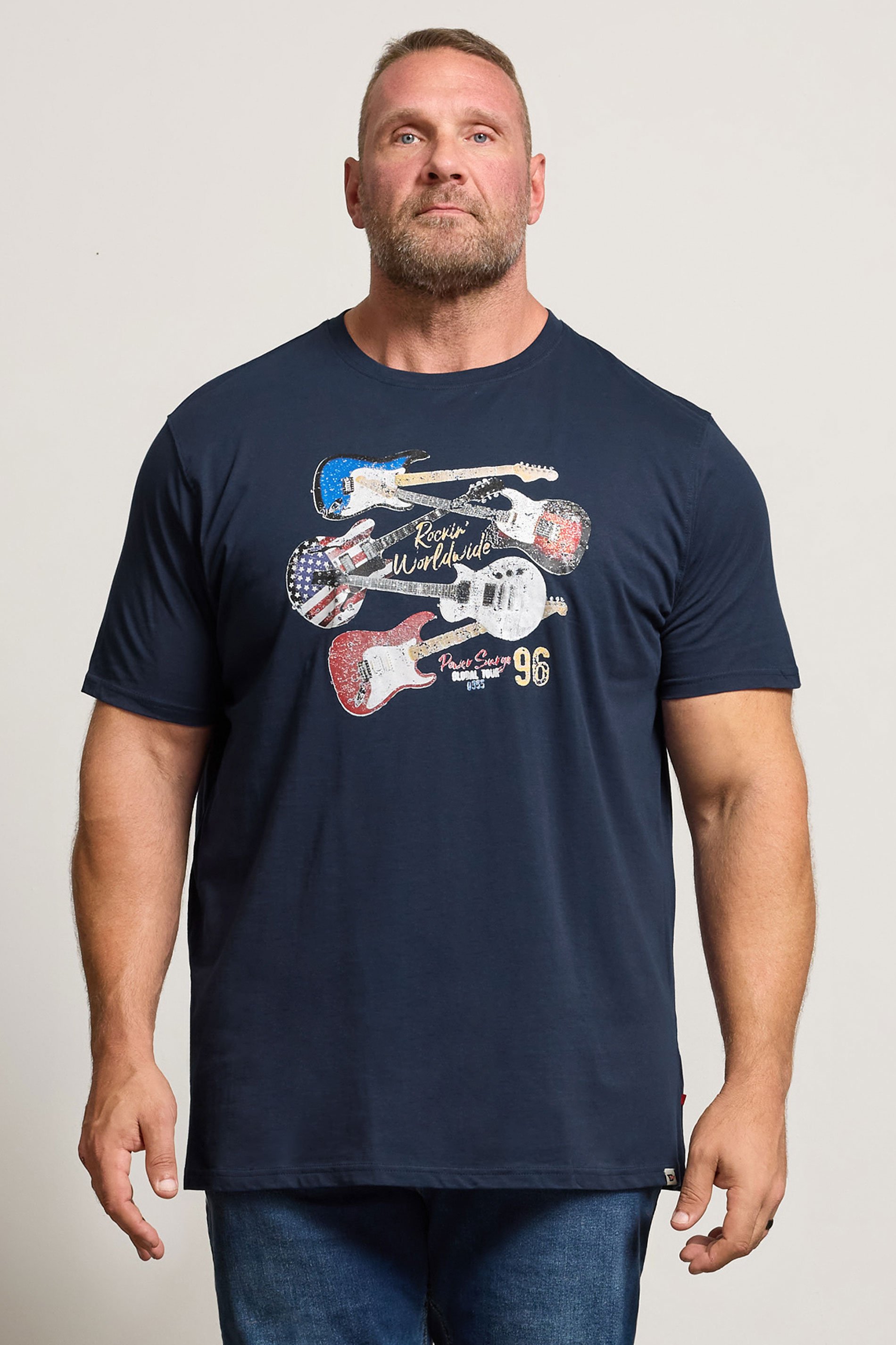 D555 Big & Tall Black 'All Fired Up' Graphic Print T-Shirt | BadRhino 1