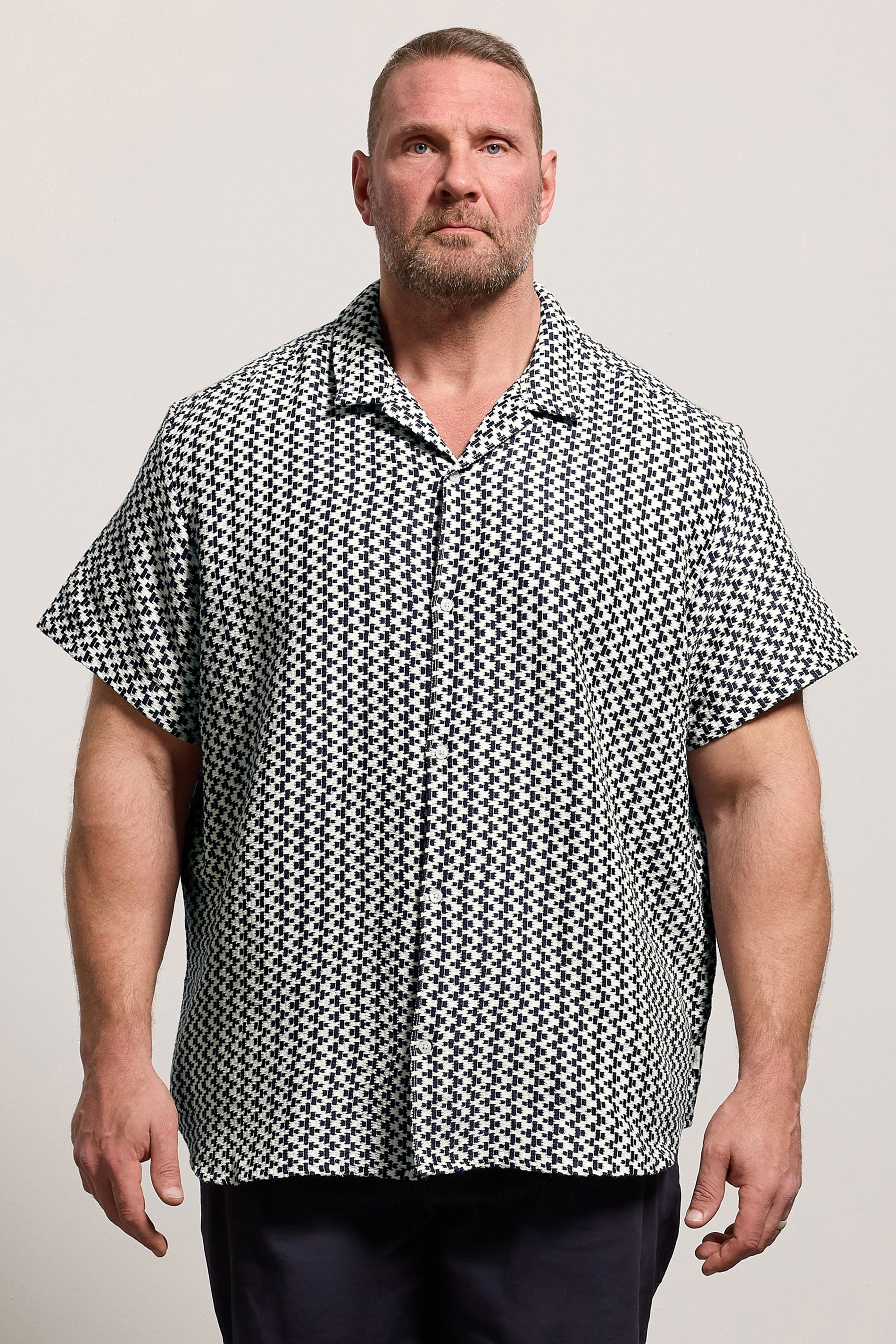JACK & JONES Big & Tall Navy Blue Crochet Shirt | BadRhino 3