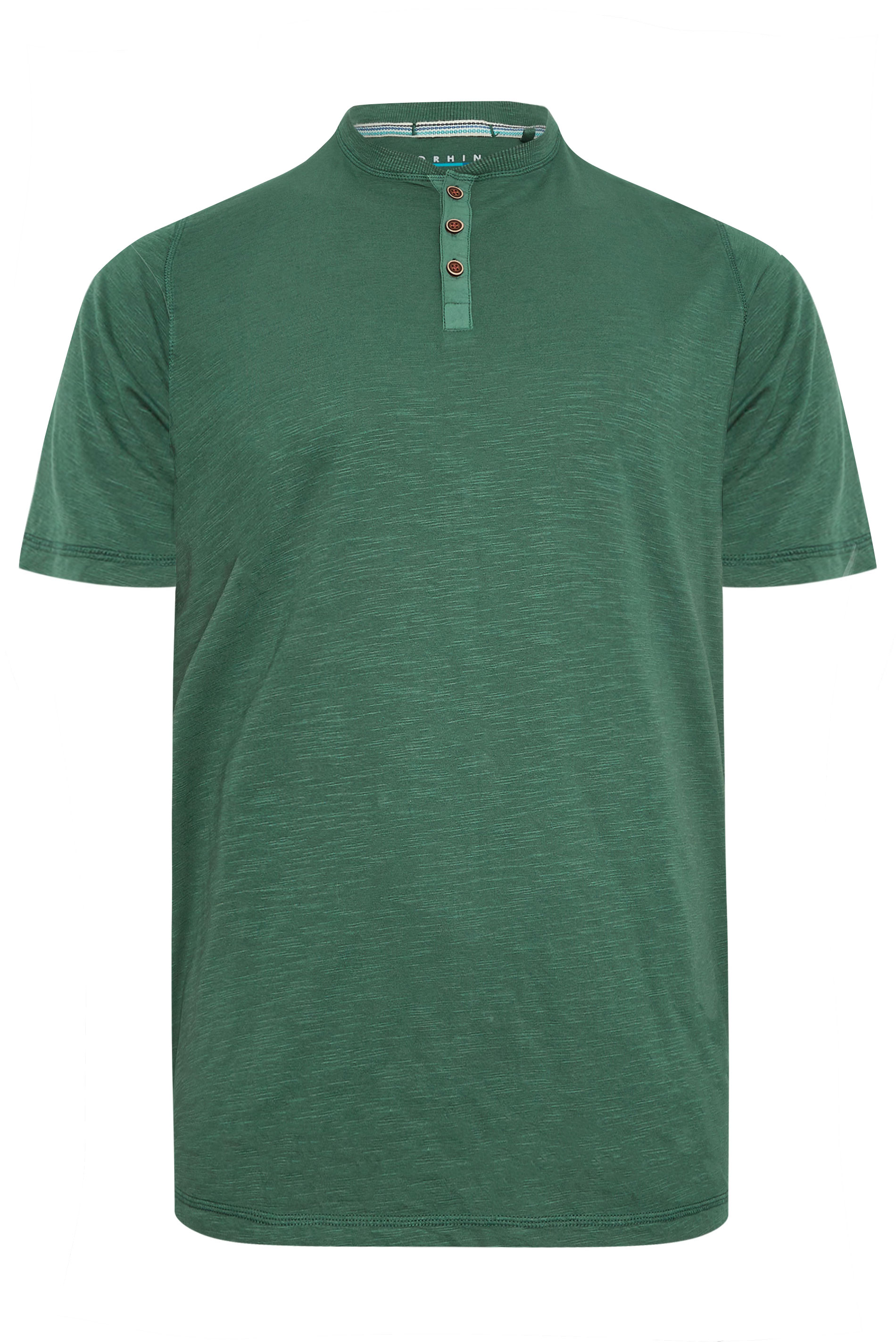 BadRhino Big & Tall Pine Green Y Neck Slub T-Shirt | BadRhino 3