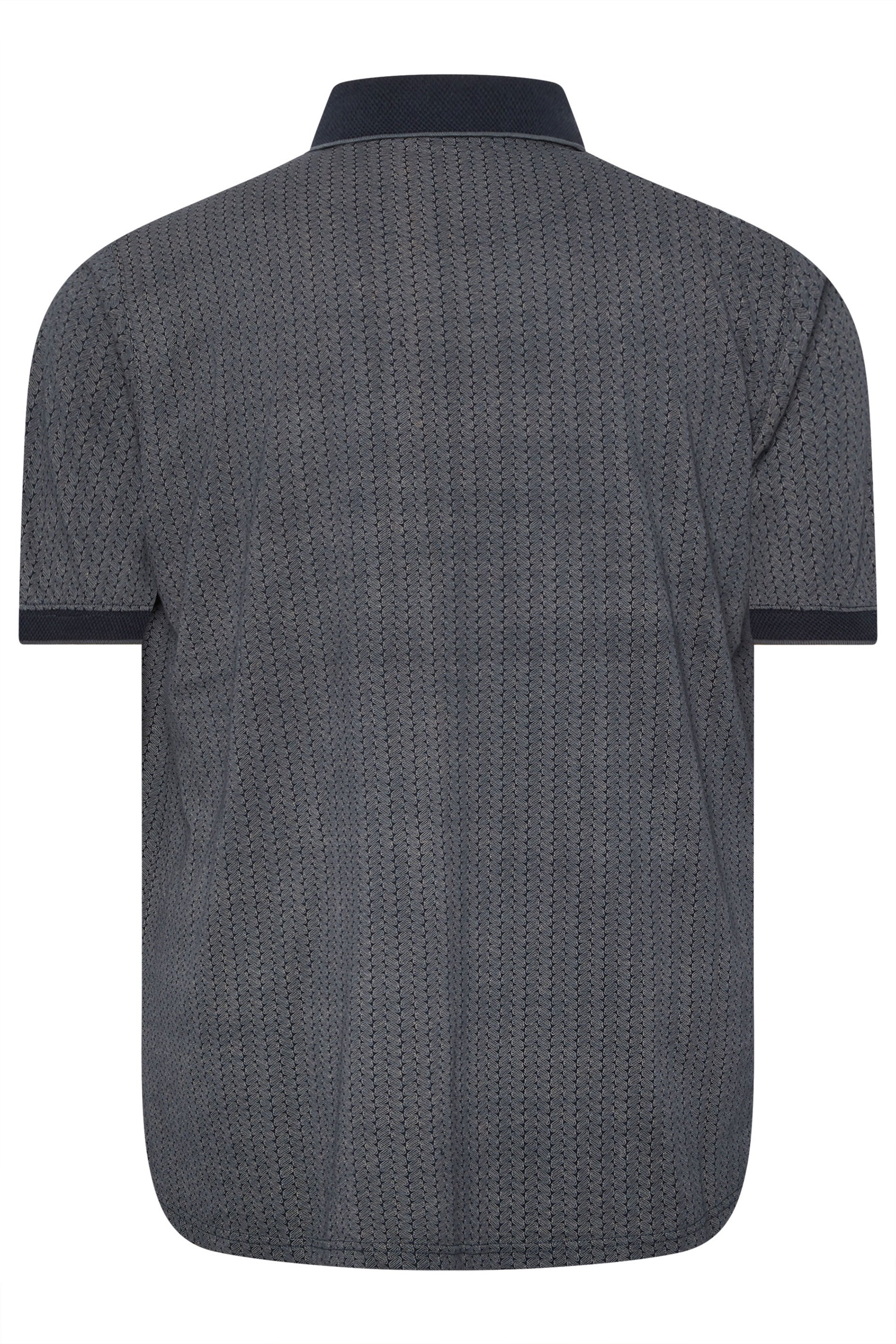 D555 Big & Tall Navy Blue Jacquard Polo Shirt | BadRhino 5